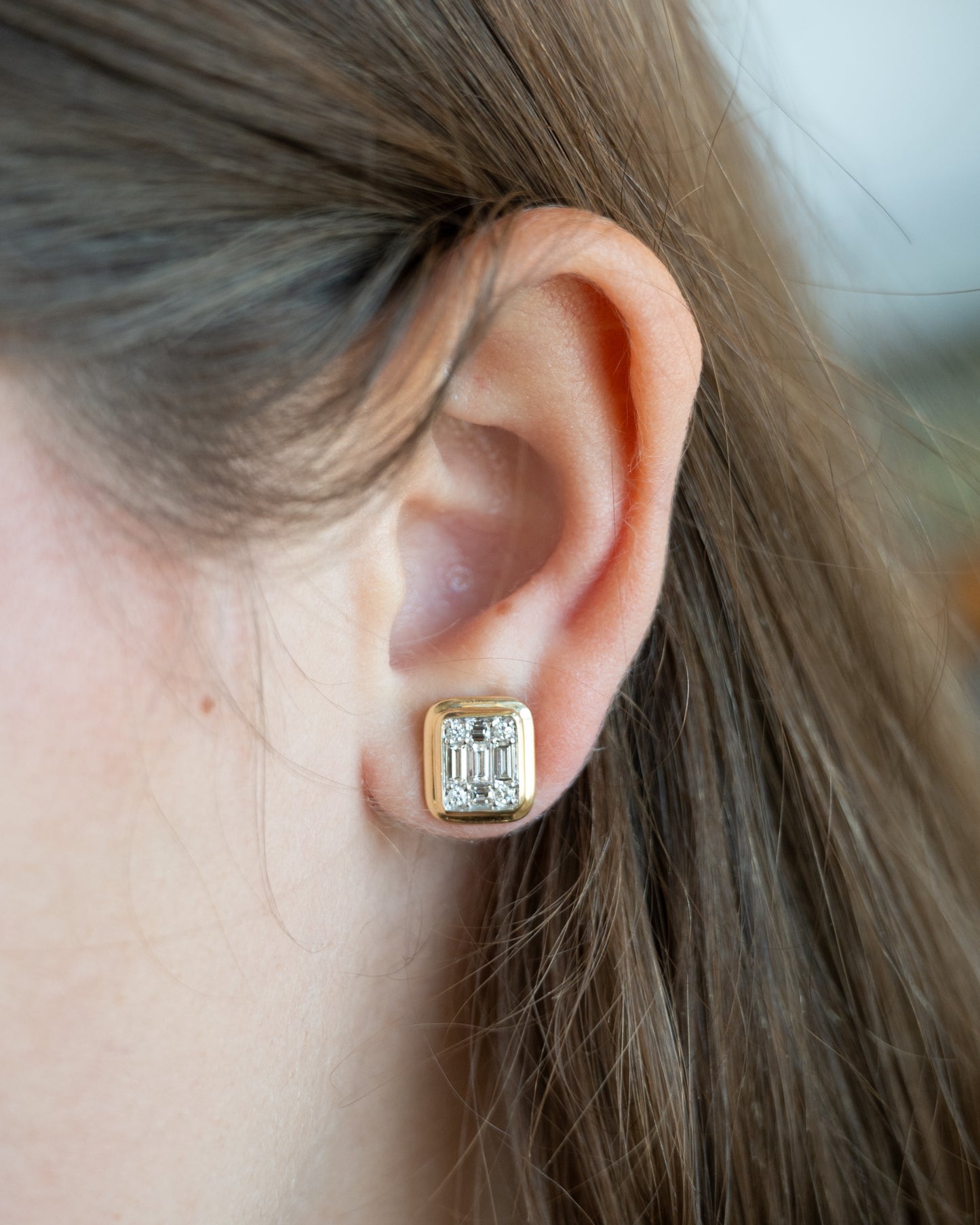 .99 Baguette & Round Diamond Stud Earrings in 14k