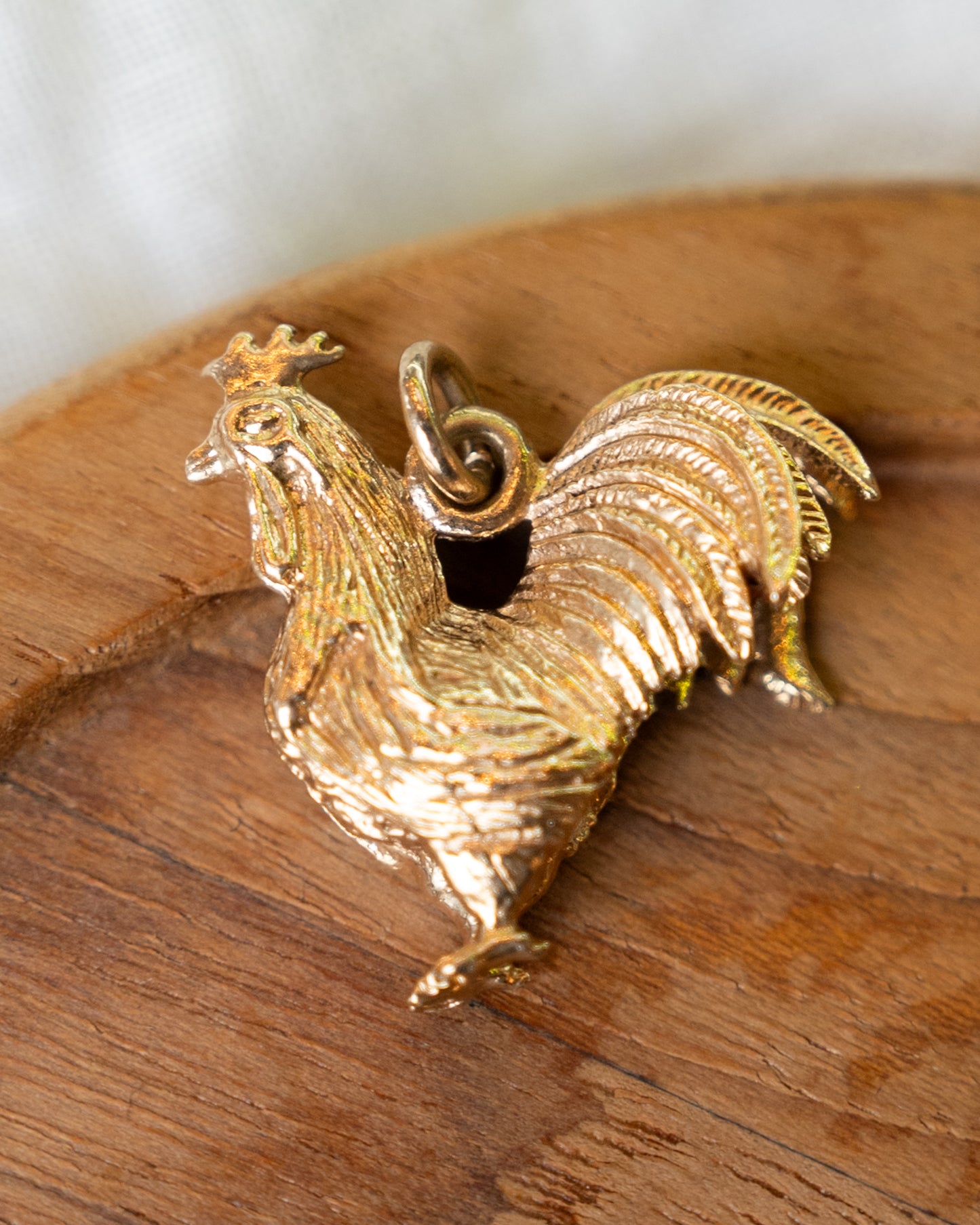 Rooster Pendant Charm in 14k Yellow Gold