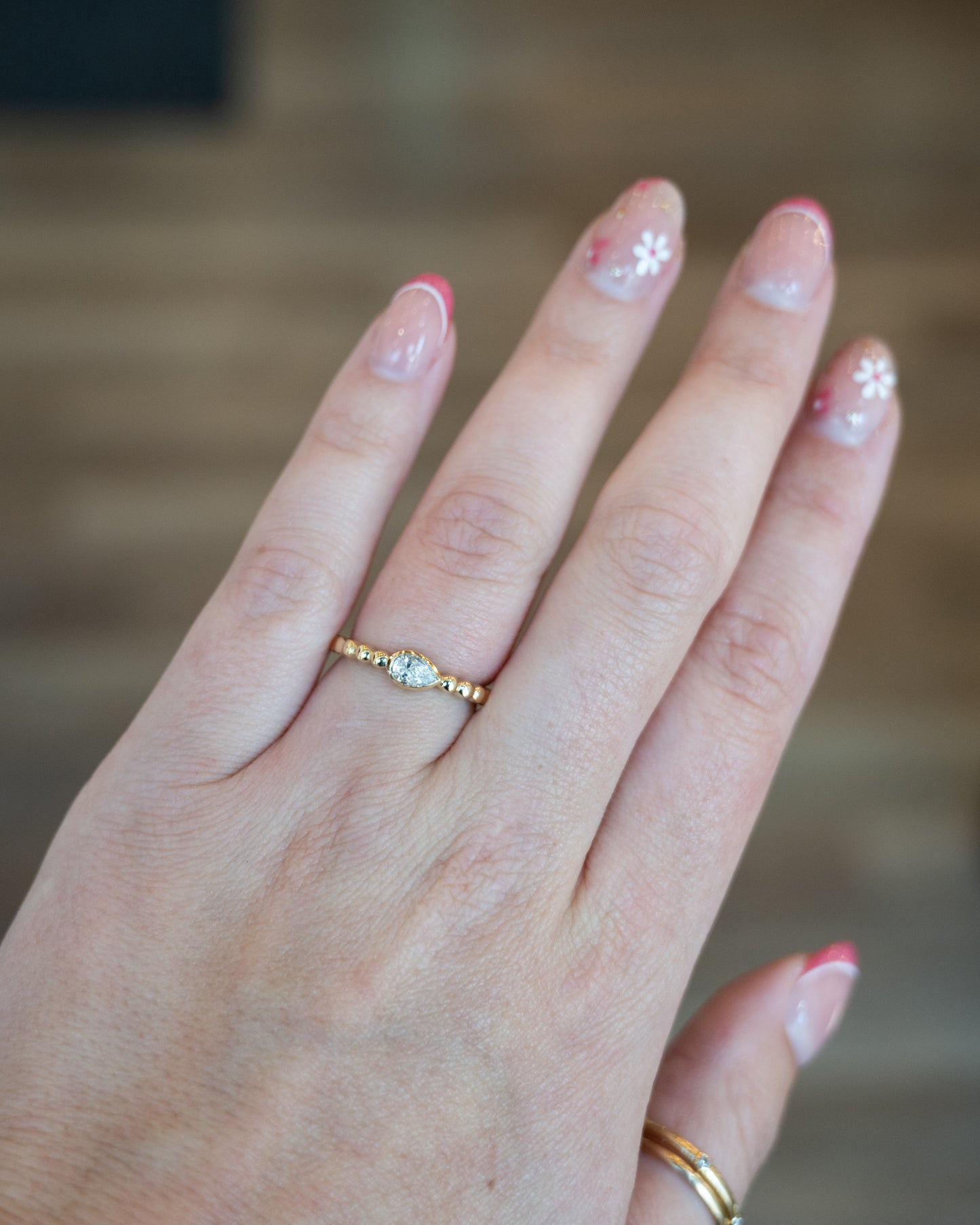 .24 Pear Diamond Stacking Ring in 14k Yellow Gold