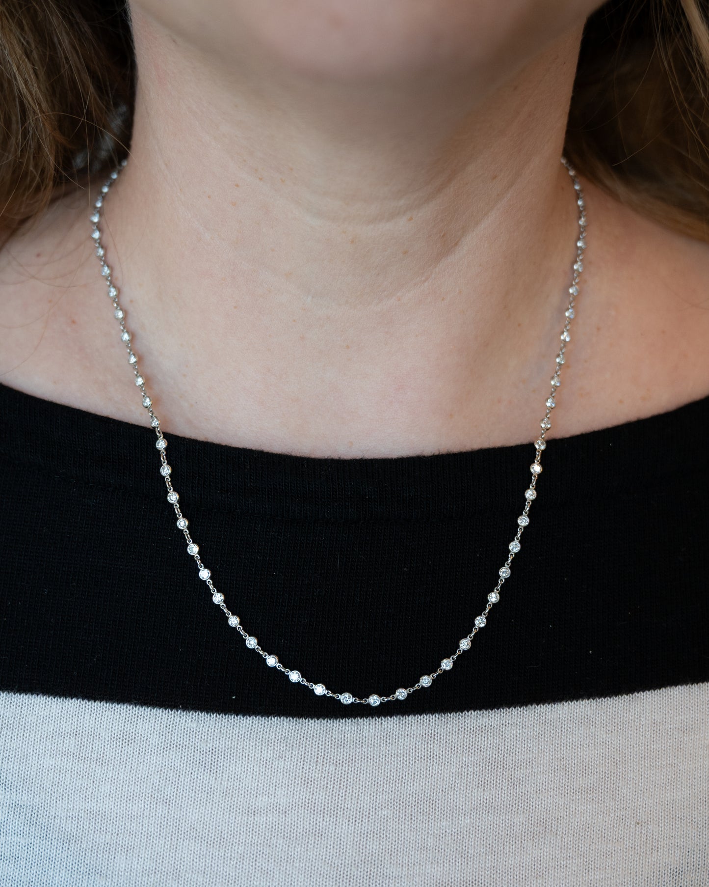 3.45 Diamonds By The Yard Necklace in Platinum