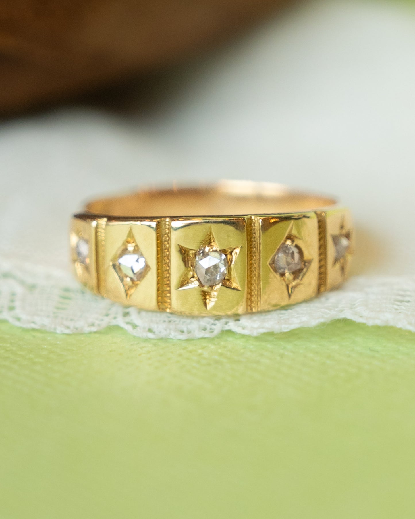 .13 Antique Victorian Rose Cut Diamond Ring in 18k