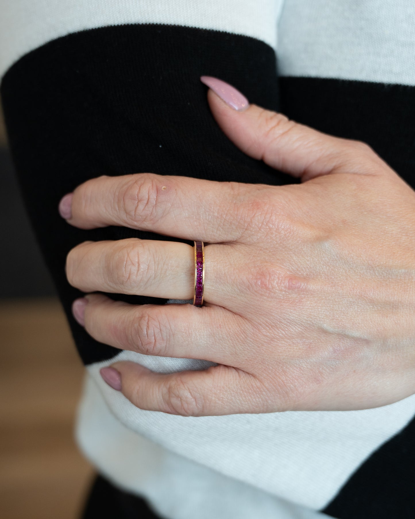 2 Carat Channel Set Ruby Eternity Band in 18k