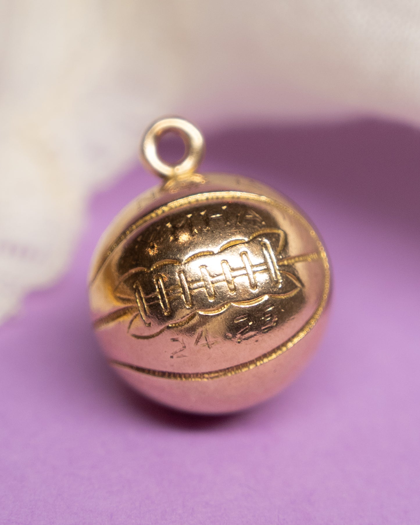 Vintage Art Deco Basketball Charm in 14k