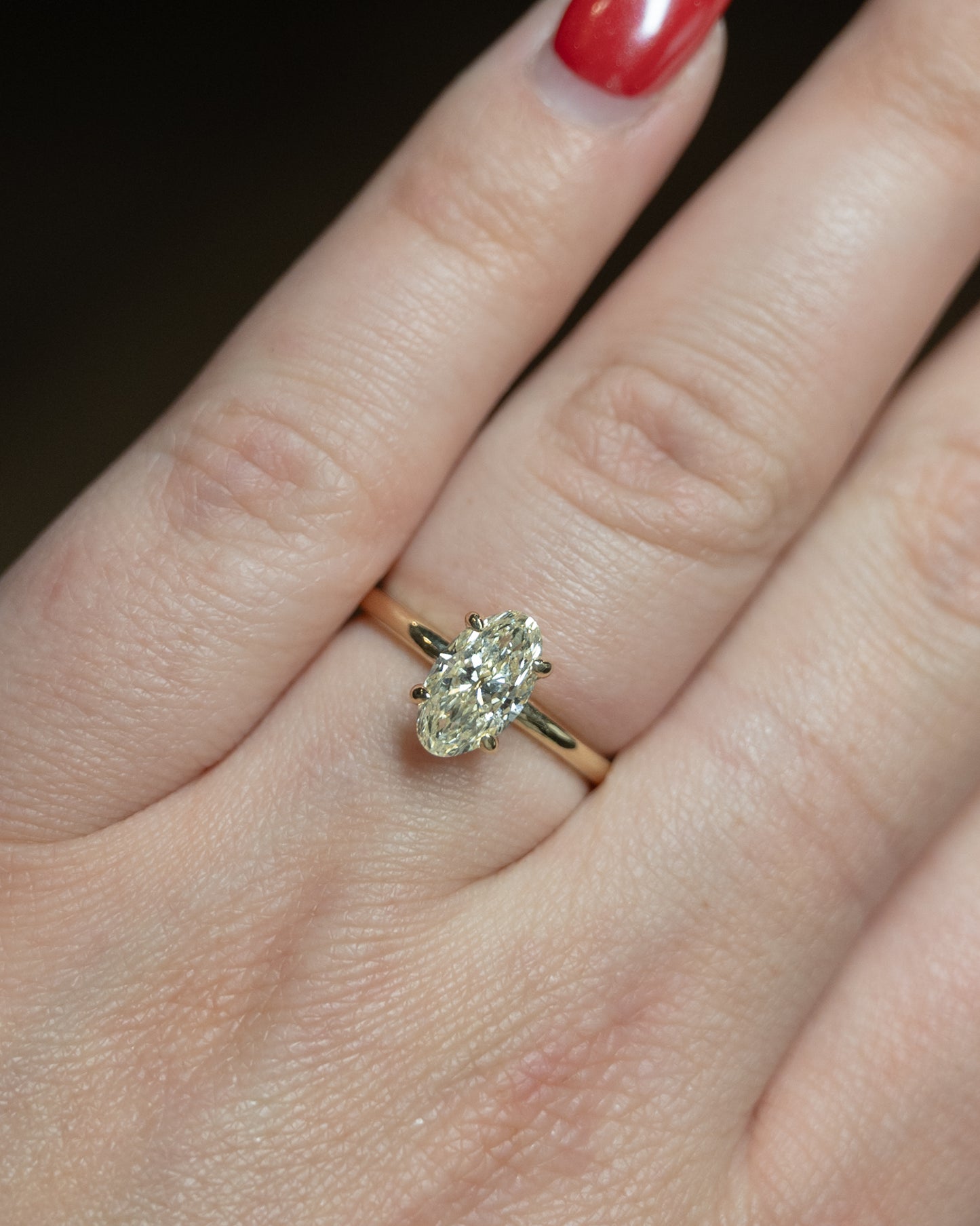 1.48 Antique Moval Diamond Engagement Ring in 14k