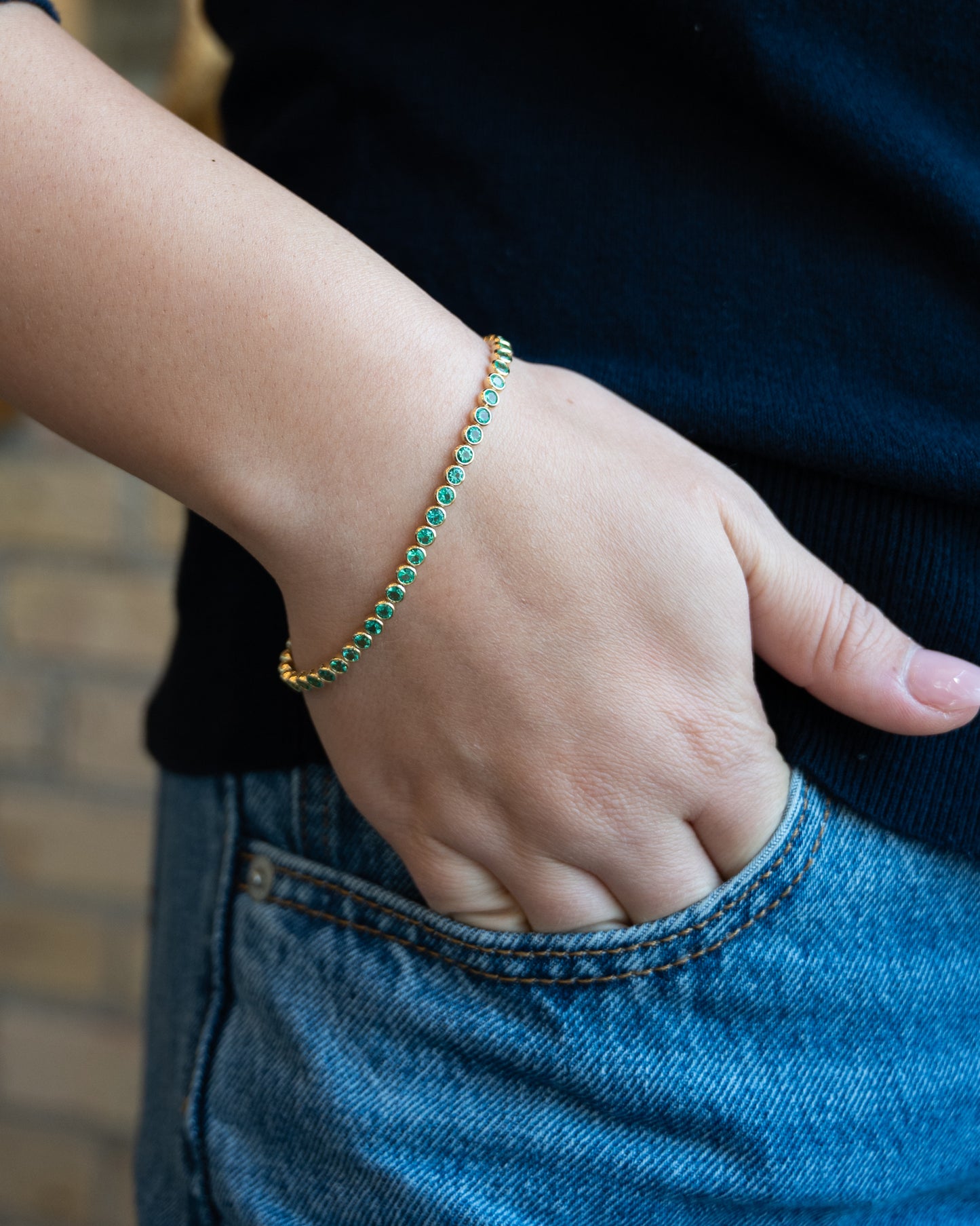 3.95 Emerald Tennis Bracelet in 14k Yellow Gold
