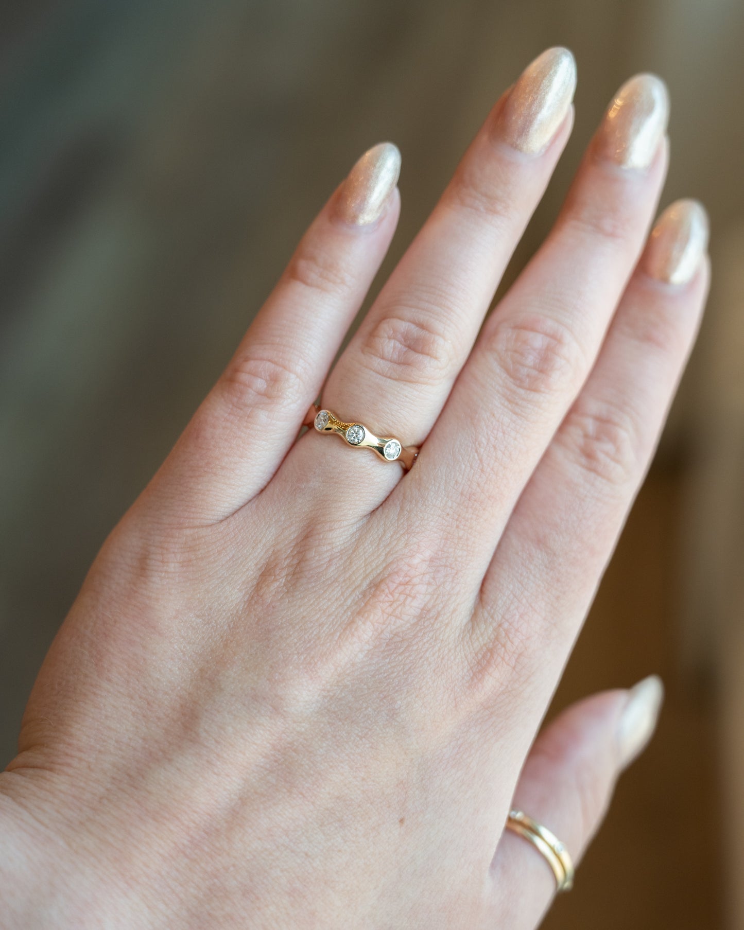 .29 Wavy Diamond Wedding Band in 14k Yellow Gold