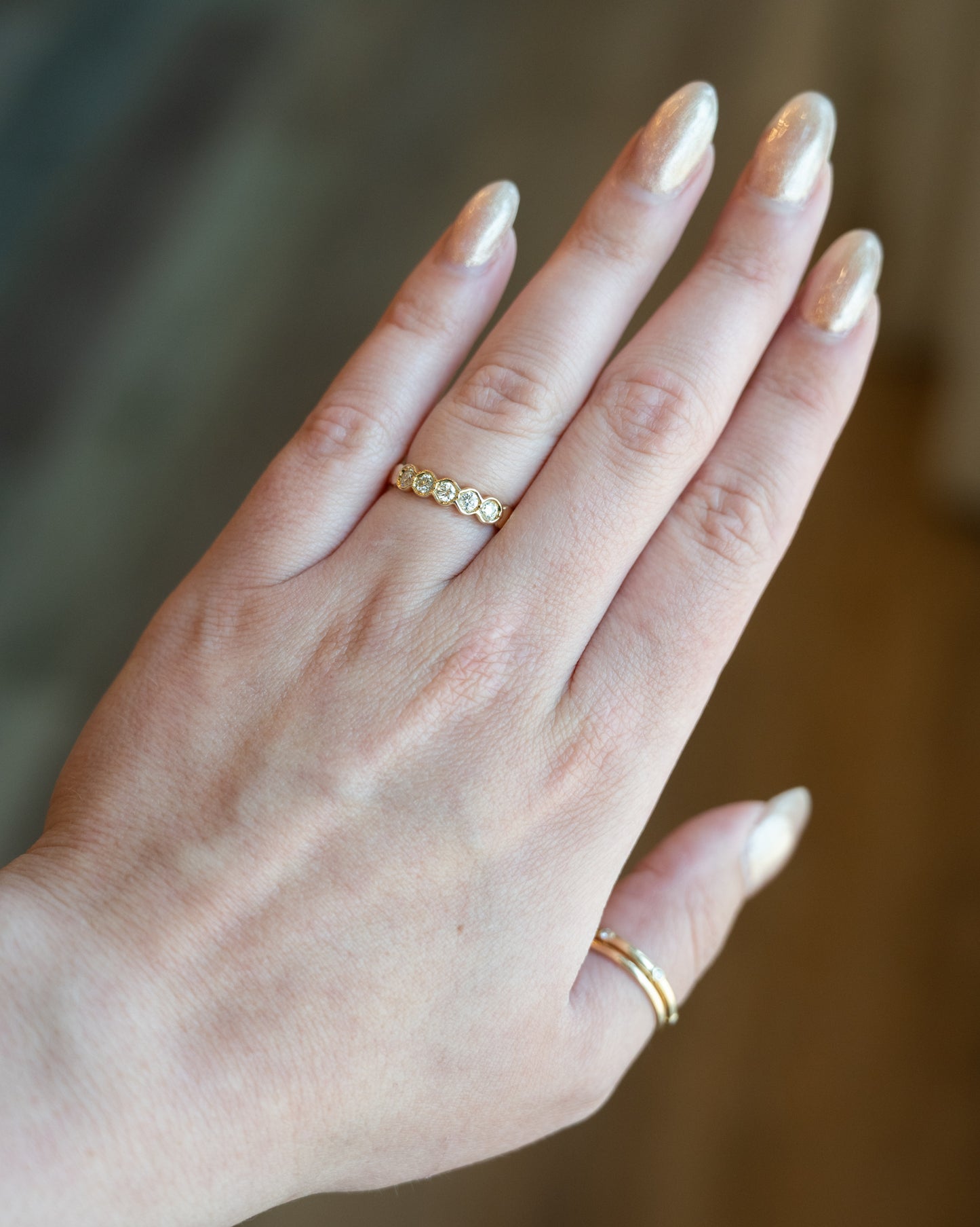 .48 Diamond Bezel Five Stone Band in 14k