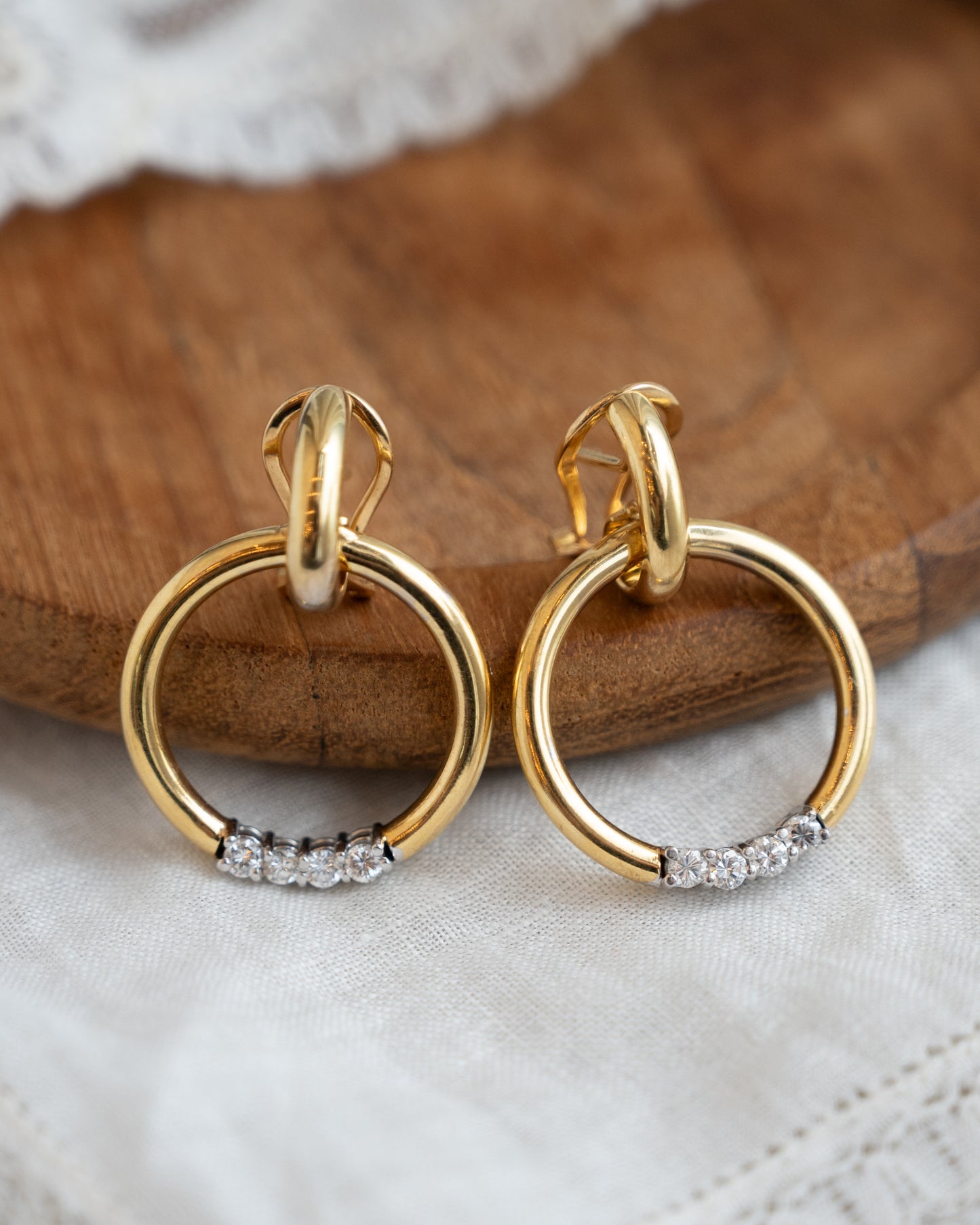 .48 Diamond Hoop Earrings in 18k Yellow Gold