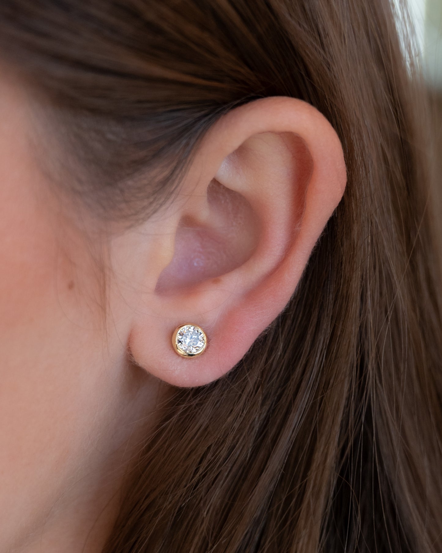 1.40 Round Bezel Diamond Stud Earrings in 18k