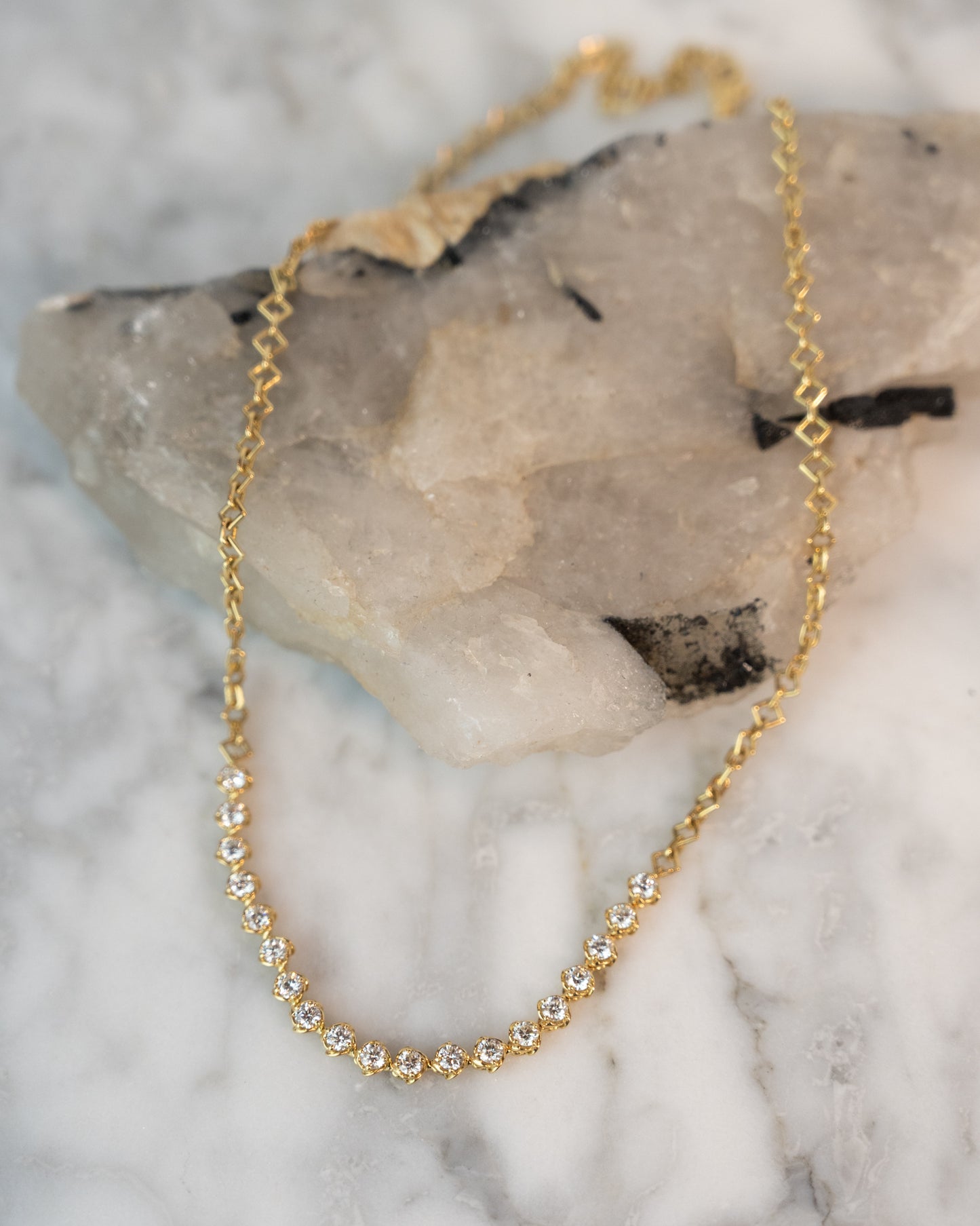 1.90 Diamond Tennis Necklace in 18k Yellow Gold