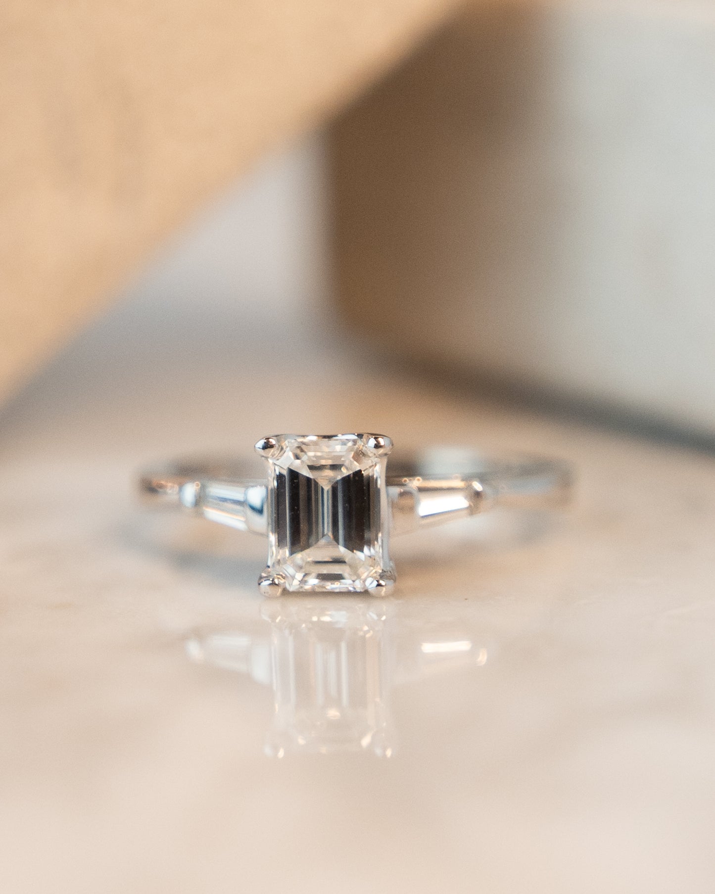 .91 Emerald Cut Diamond Engagement Ring in Platinum