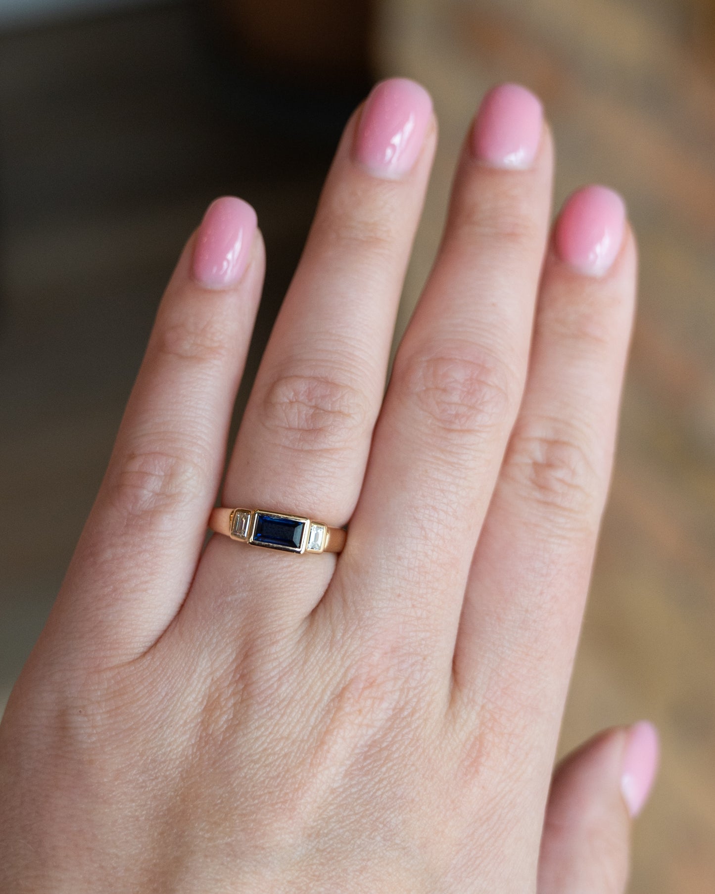 .73 Baguette Sapphire Engagement Ring in 18k