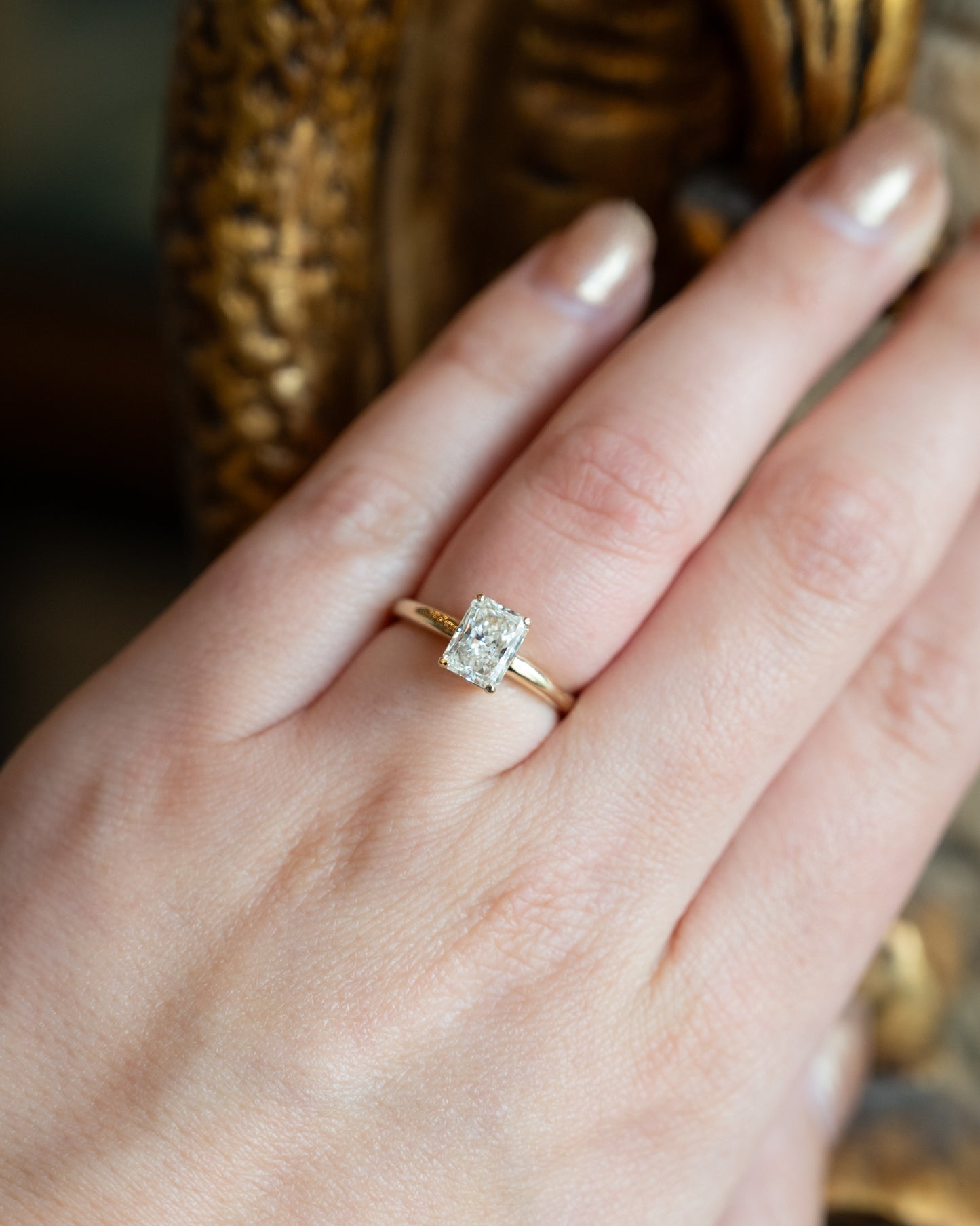 1.50 Radiant Cut Solitaire Engagement Ring in 14k