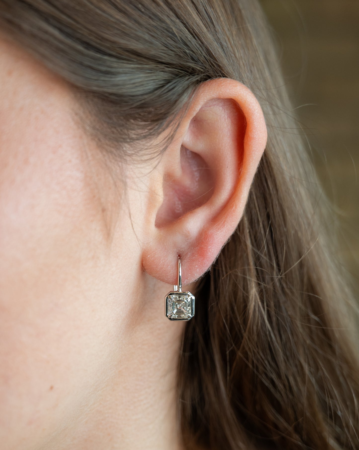 1.51 Asscher Diamond Drop Earrings in 18k
