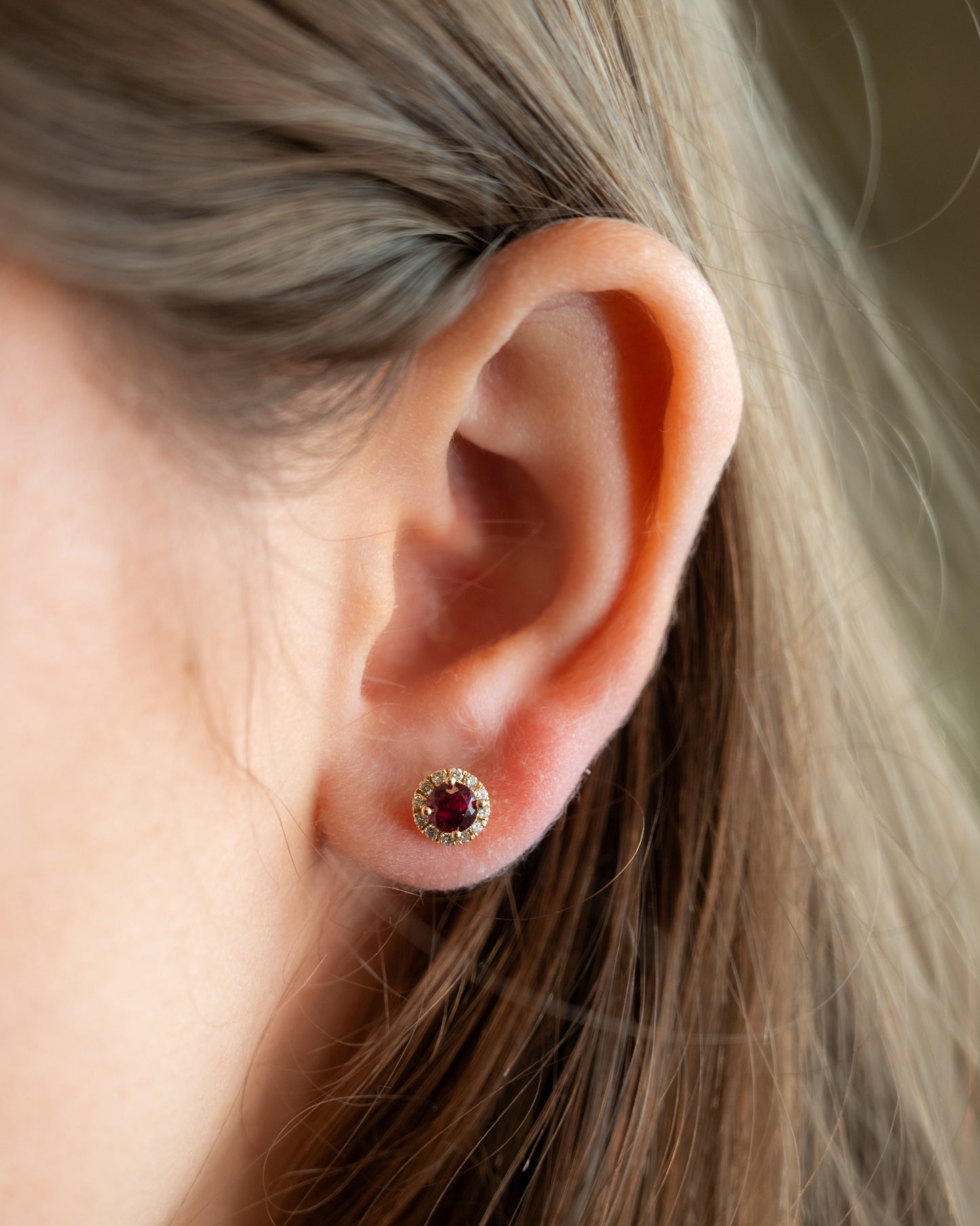 1 Carat Ruby & Diamond Earring Studs in 14k