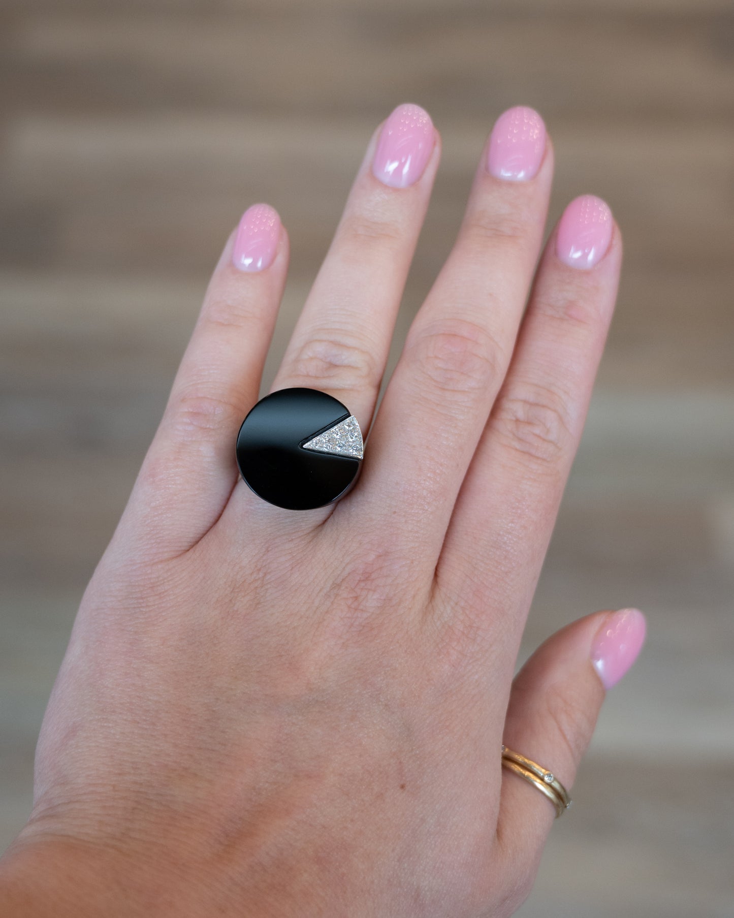 .15 Onyx & Diamond Cocktail Ring in 18k White Gold
