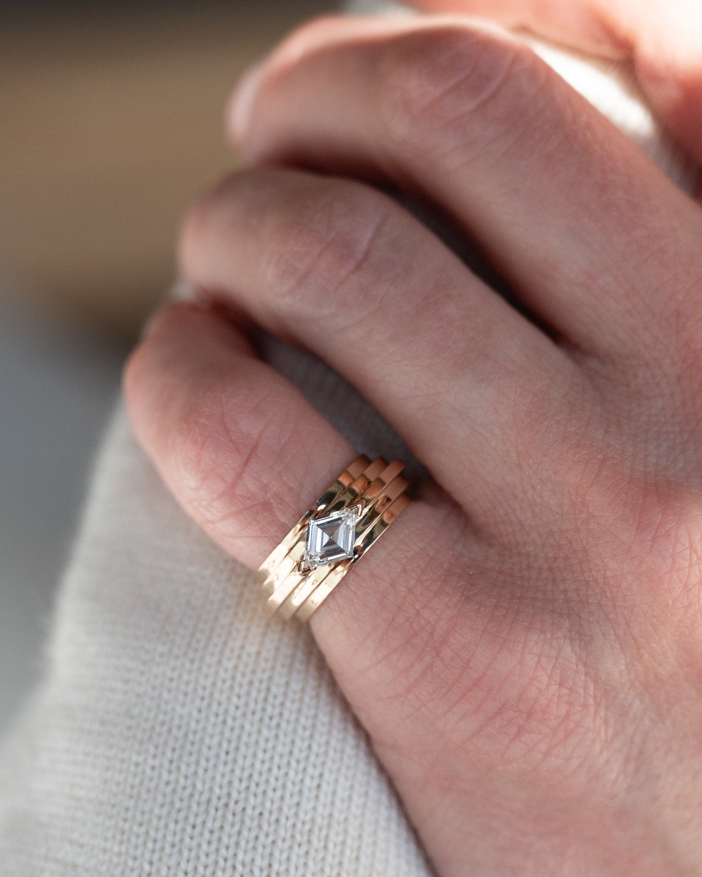 .55 Lozenge East-West Diamond Engagement Ring 14k