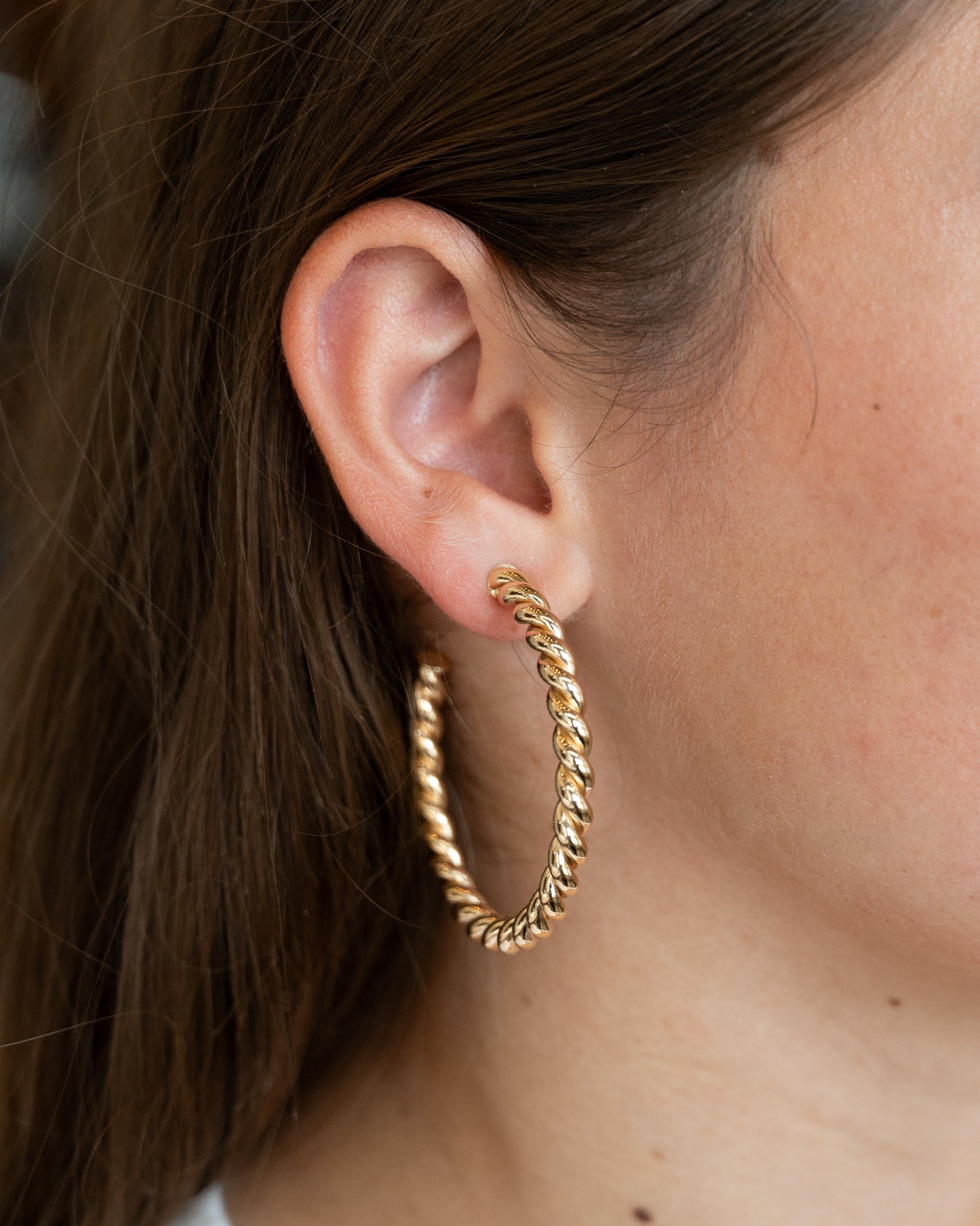 Twisted Rope Style Hoop Earrings in 14k Yellow Gold
