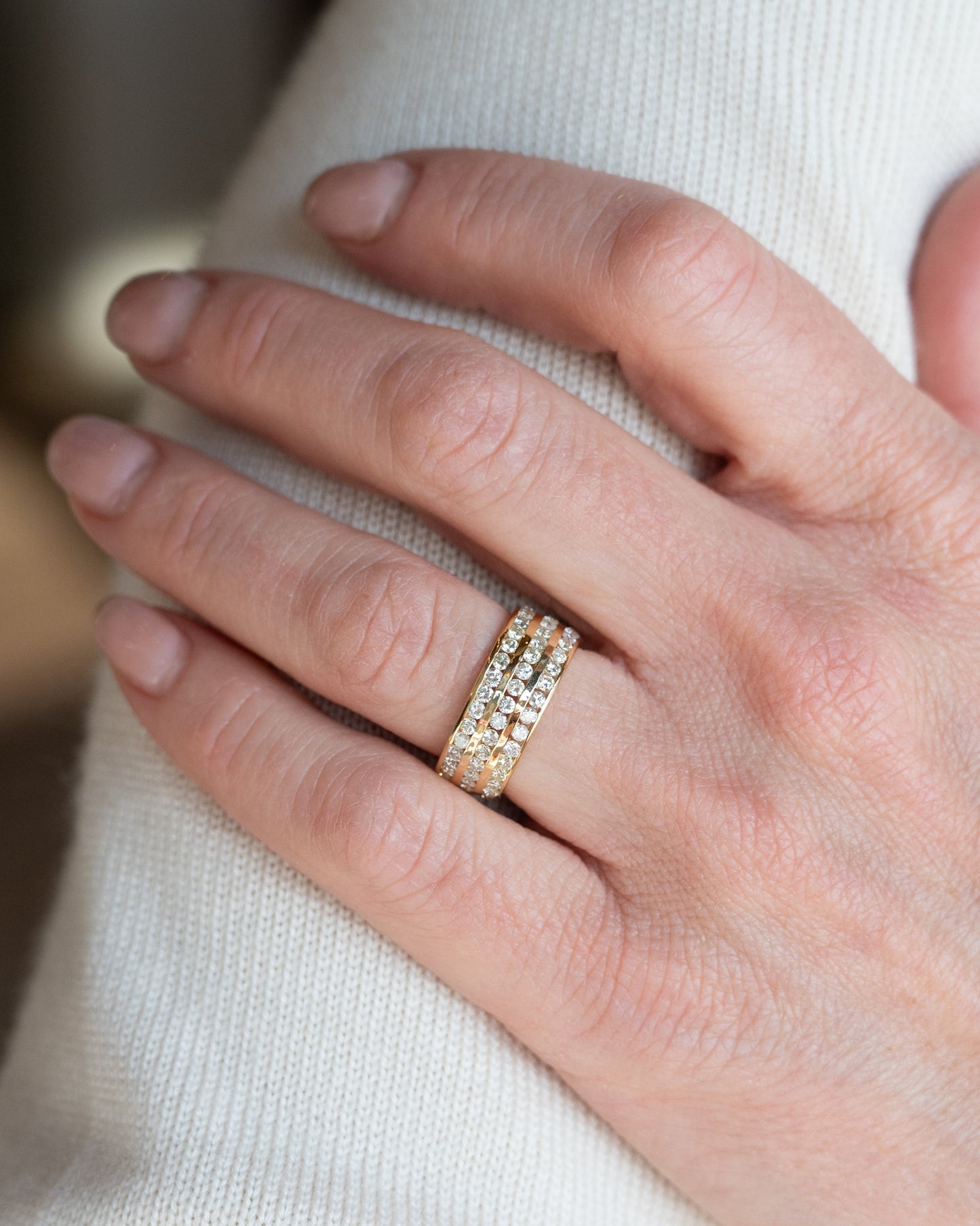 2.88 Wide Diamond Eternity Statement Ring in 18k