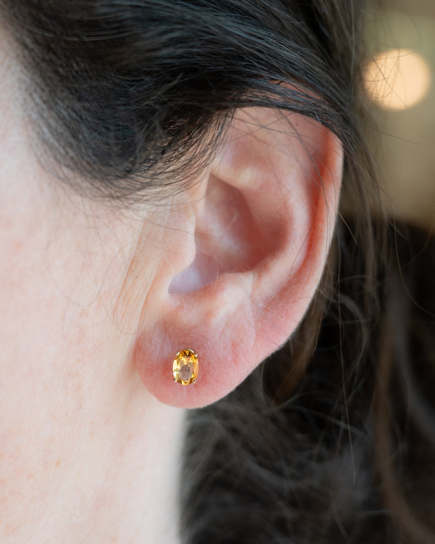 1.28 Oval Citrine Stud Earrings in 14k Yellow Gold