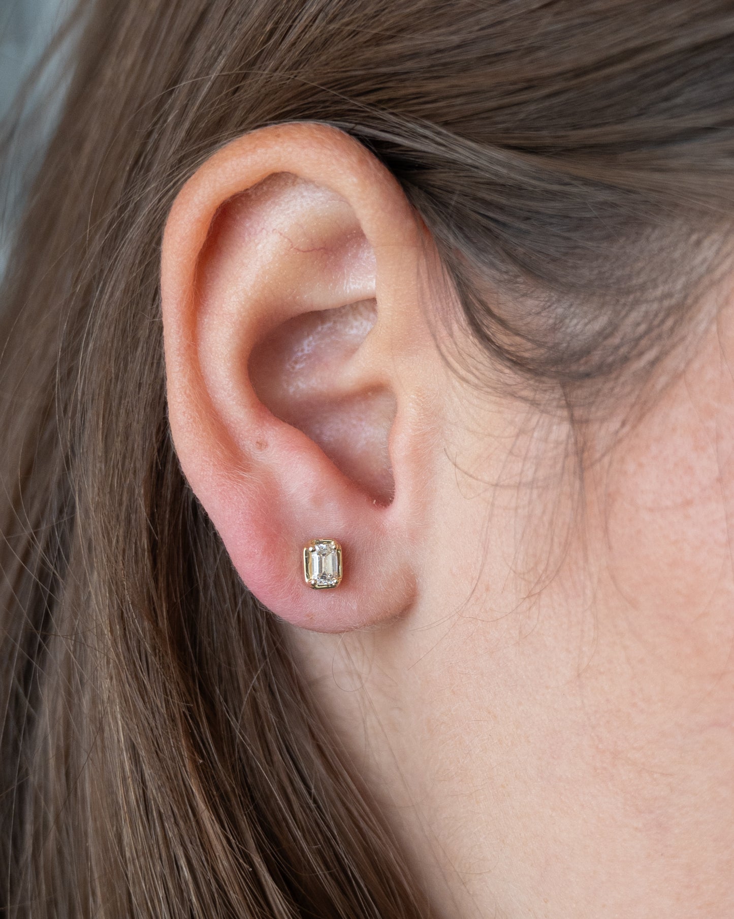 .50 Emerald Cut Diamond Stud Earrings in 14k