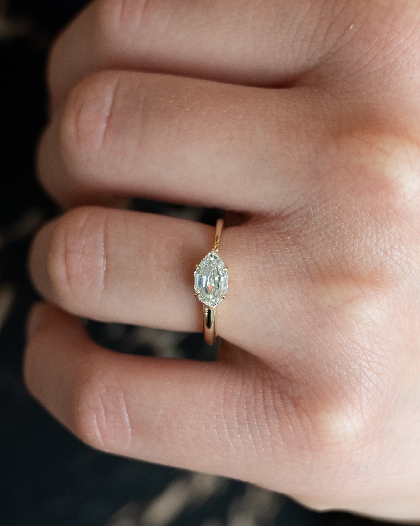 1.15 Pear Cut Diamond Snake Engagement Ring in 14k