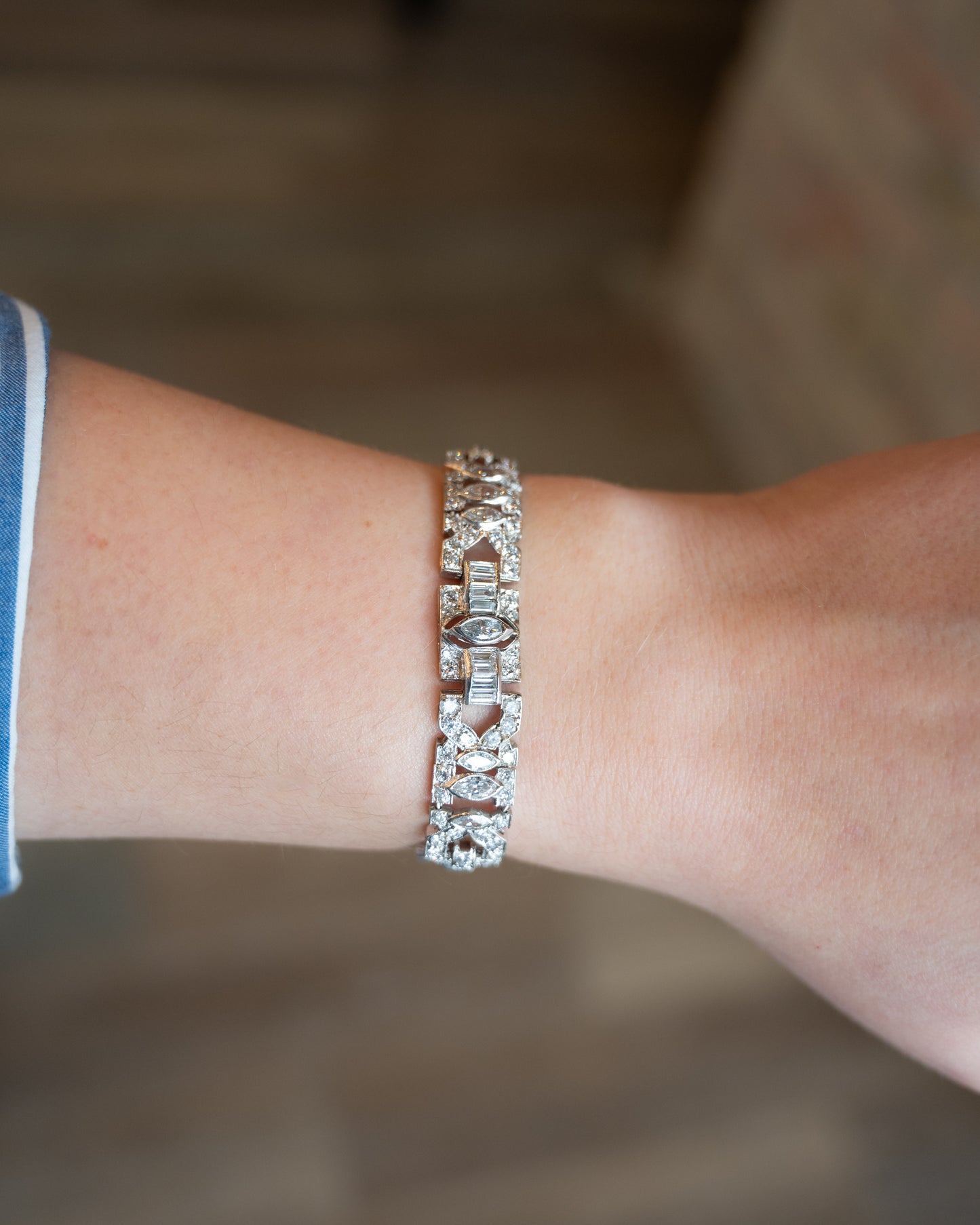 9.84 Vintage Art Deco Diamond Bracelet in 14k White Gold