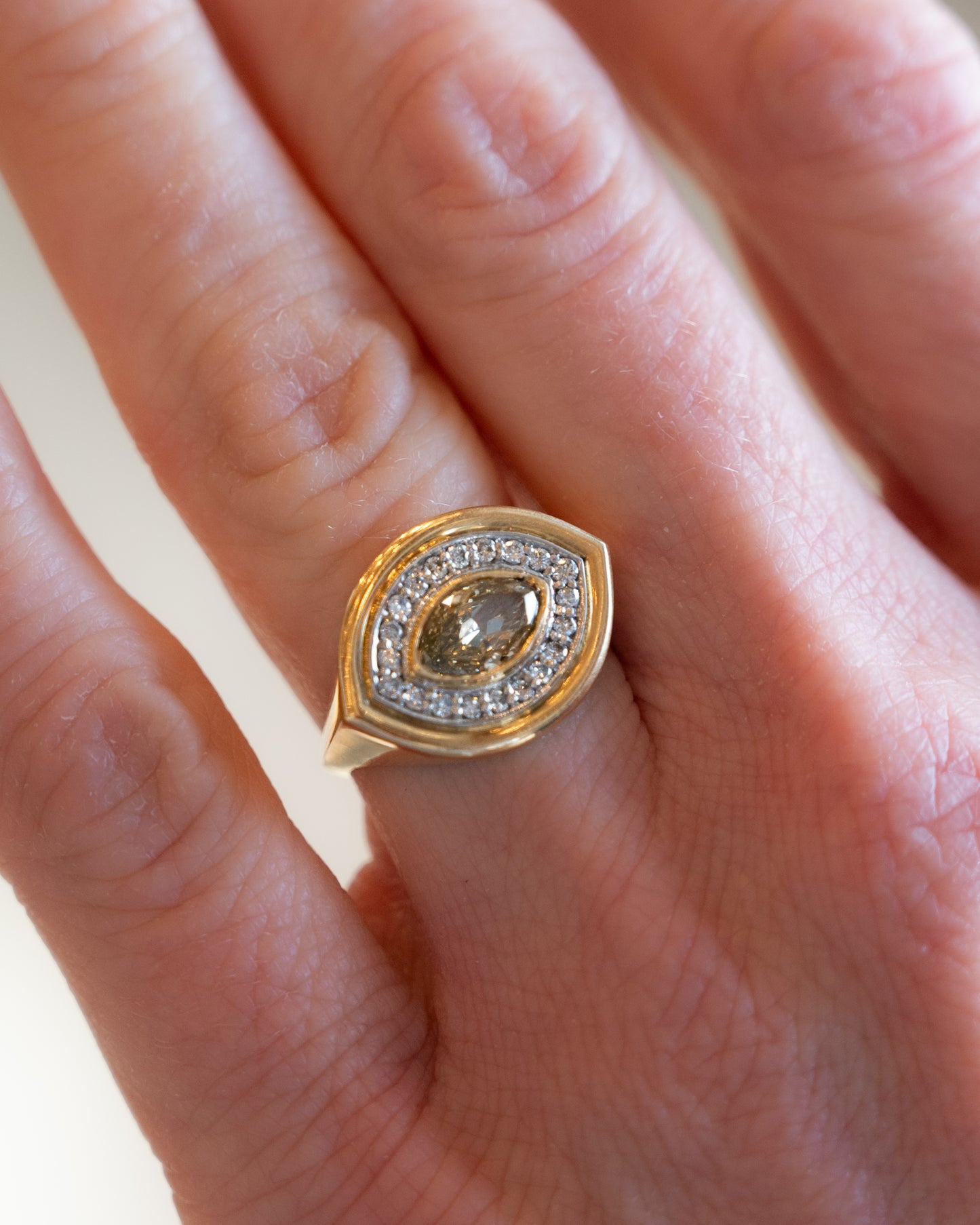 1.25 Evil Eye Diamond Cocktail Ring in Platinum & 18k