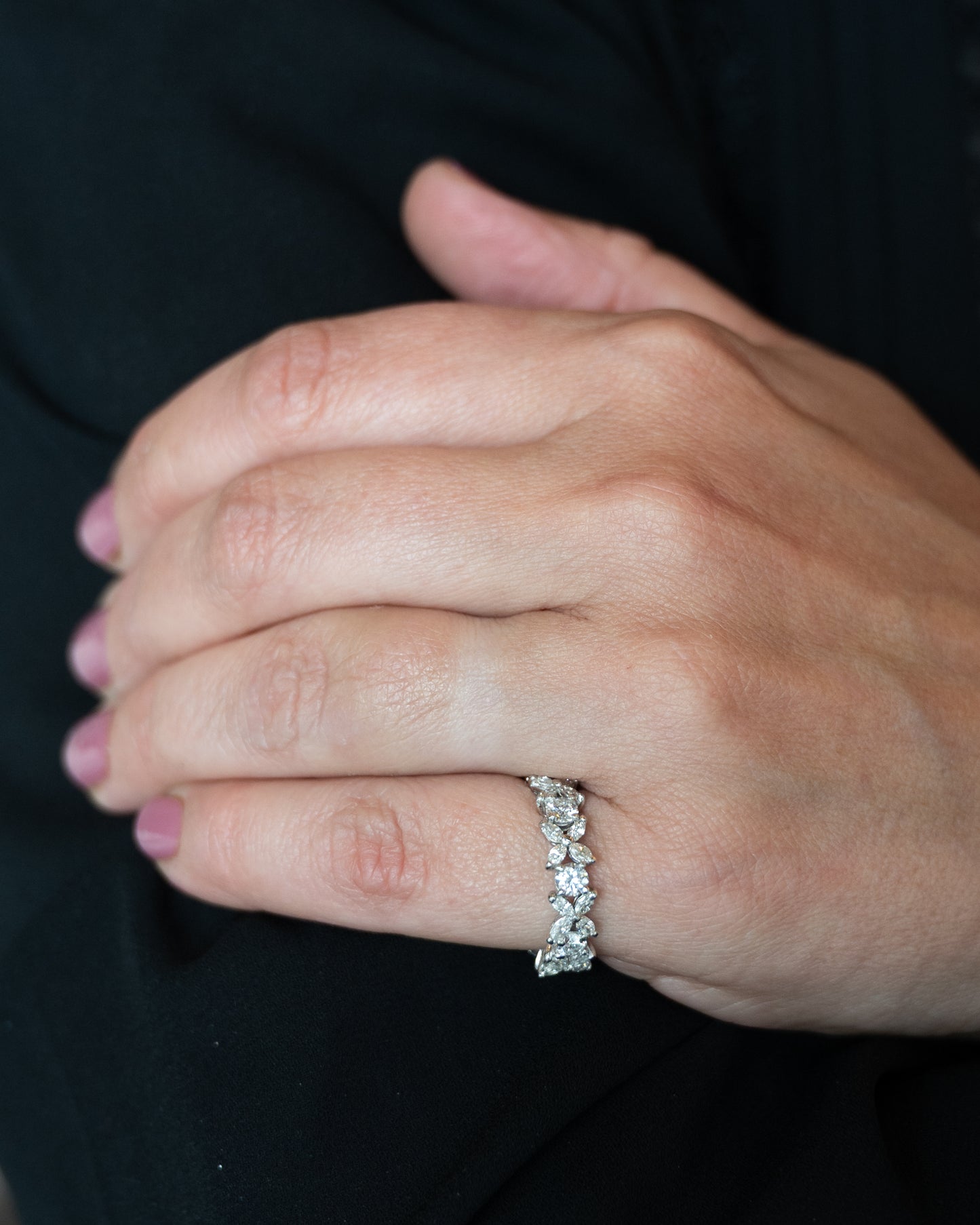 2.00 Marquise & Round Diamond Eternity Band Platinum