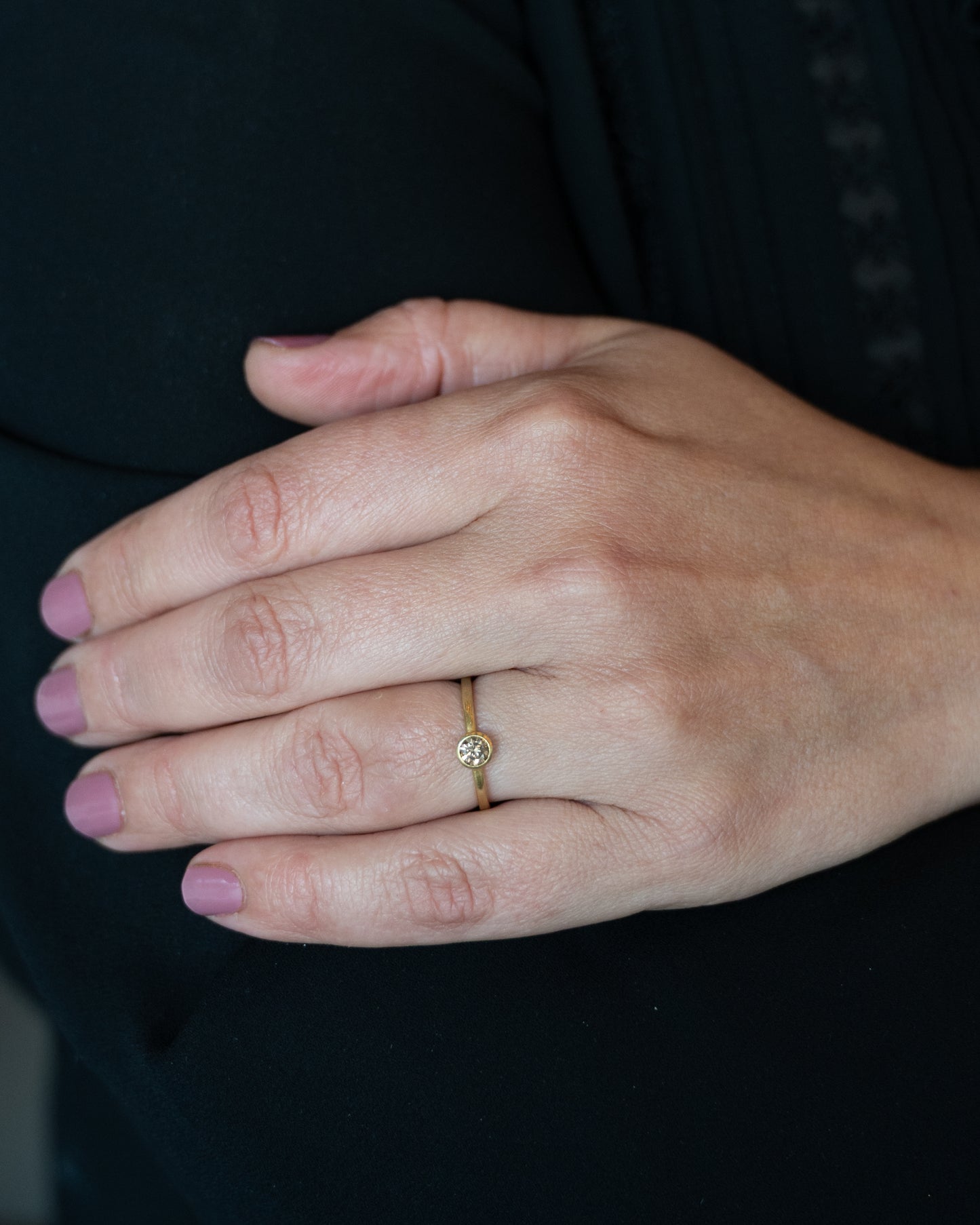 .37 Fancy Light Brown Diamond Engagement Ring 18k