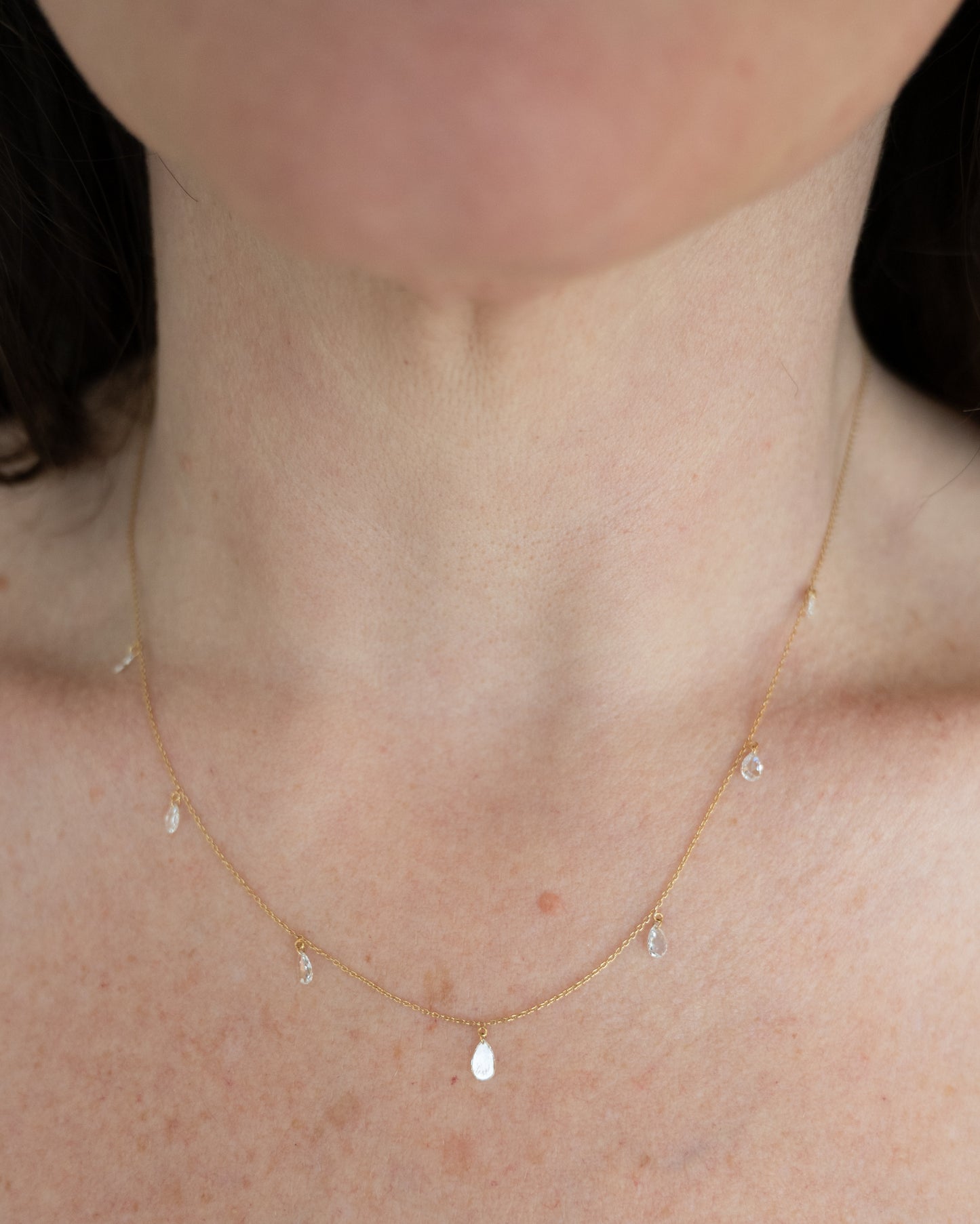 .74 Pear Shaped Rose Cut Diamond Necklace in 14k