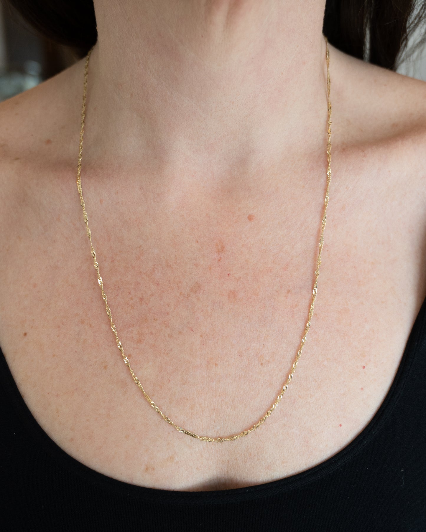 24" Singapore Style Chain Necklace in 14k