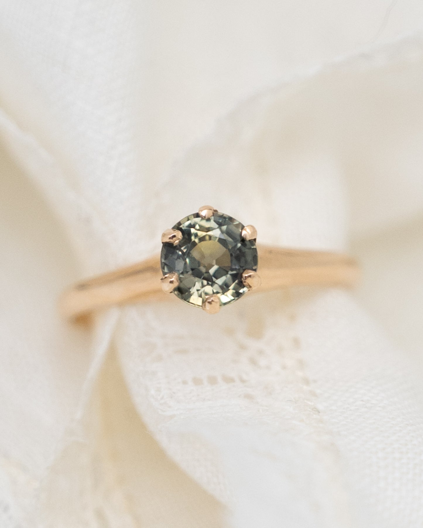 1.08 Victorian Teal Sapphire Engagement Ring in 14k