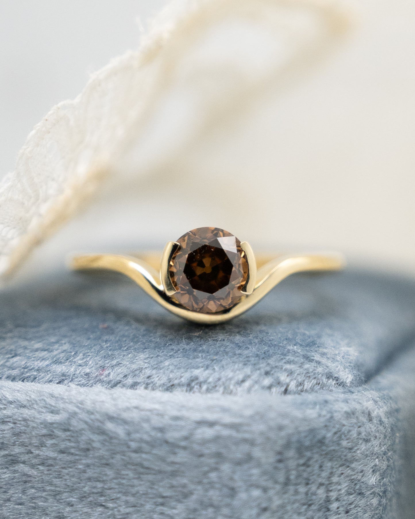 1.10 Brown European Diamond Engagement Ring in 14k