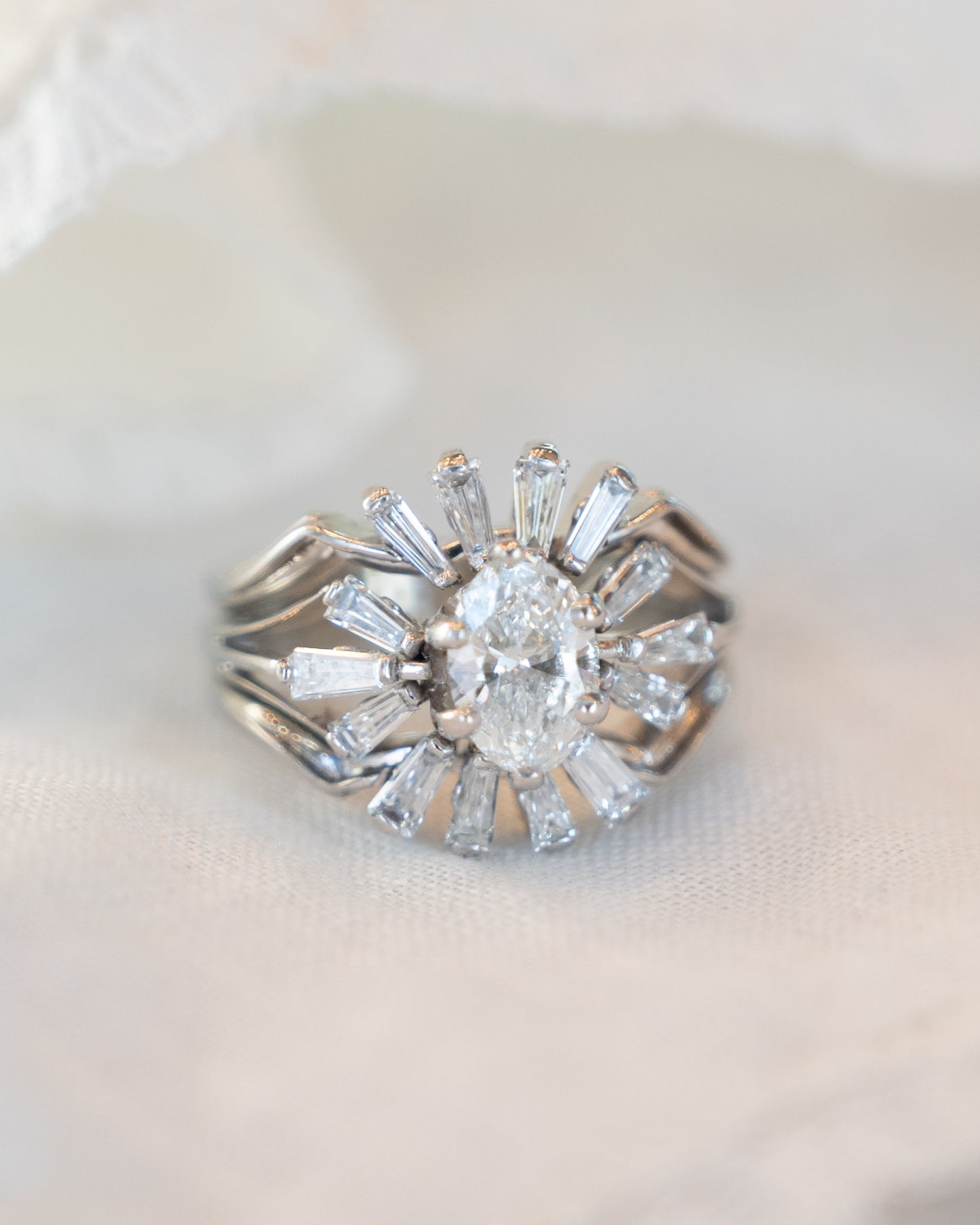 1.01 Vintage Jabel Oval Diamond Ring in 18k White Gold