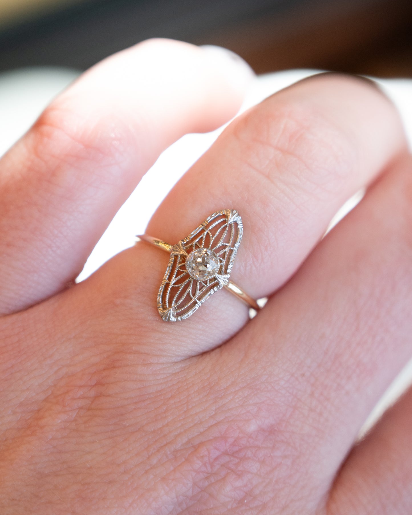 .25 Antique Art Deco Diamond Cocktail Ring in 14k