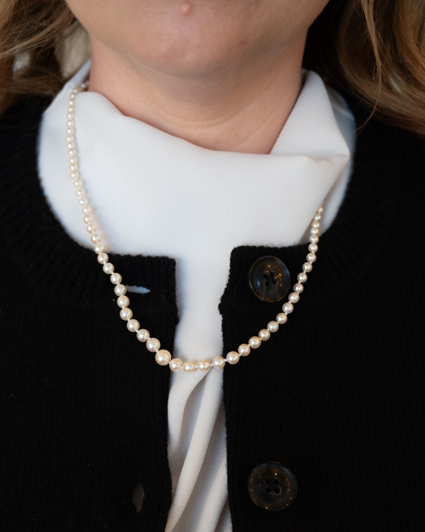 20" Graduated Pearl Necklace in 14k Yellow Gold
