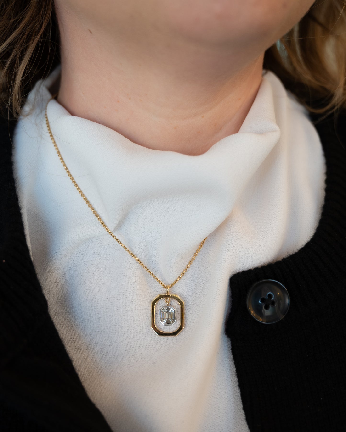 .65 Geometric Diamond Pendant Necklace in 18k