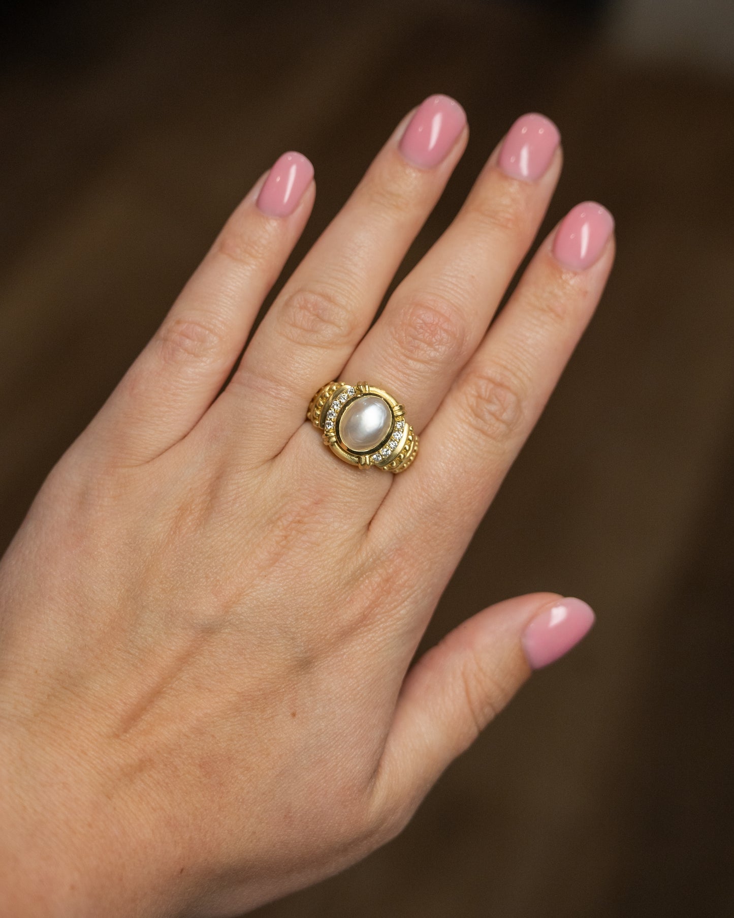 Judith Ripka Mabe Pearl & Diamond Cocktail Ring in 18k