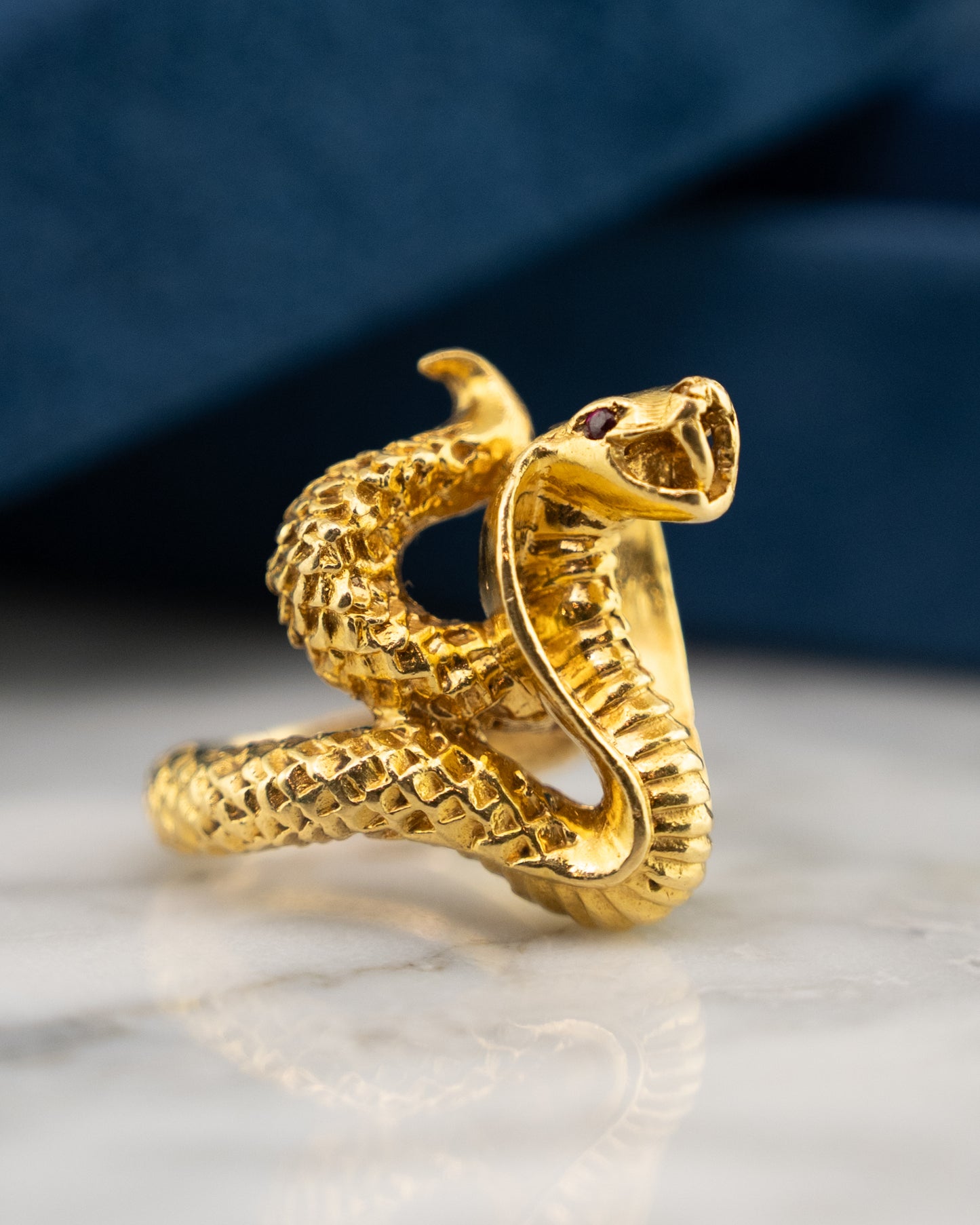 .03 Vintage Mid-Century Cobra Snake Ring in 18k