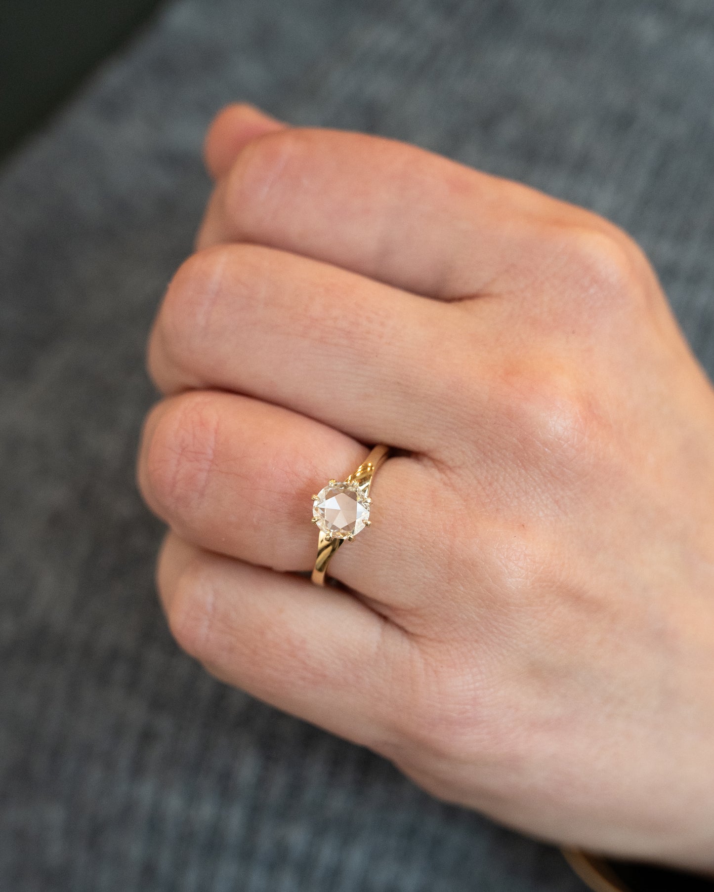 1 Carat Solitaire Rose Diamond Engagement Ring in 14k