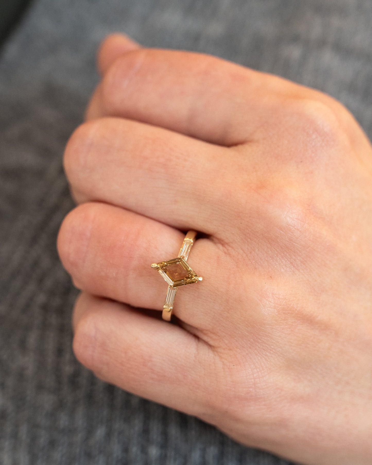 1.14 Lozenge Diamond Engagement Ring in 14k Yellow Gold