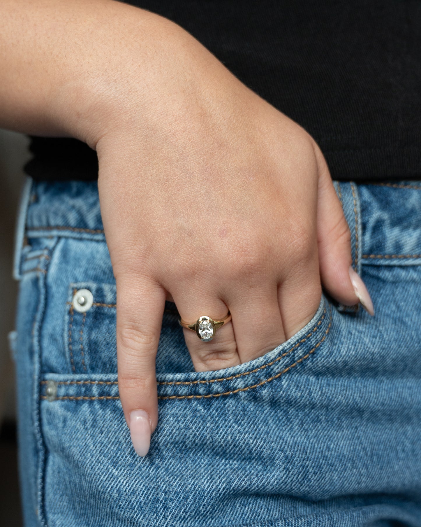 .75 Oval Diamond Engagement Ring in 14k Yellow Gold