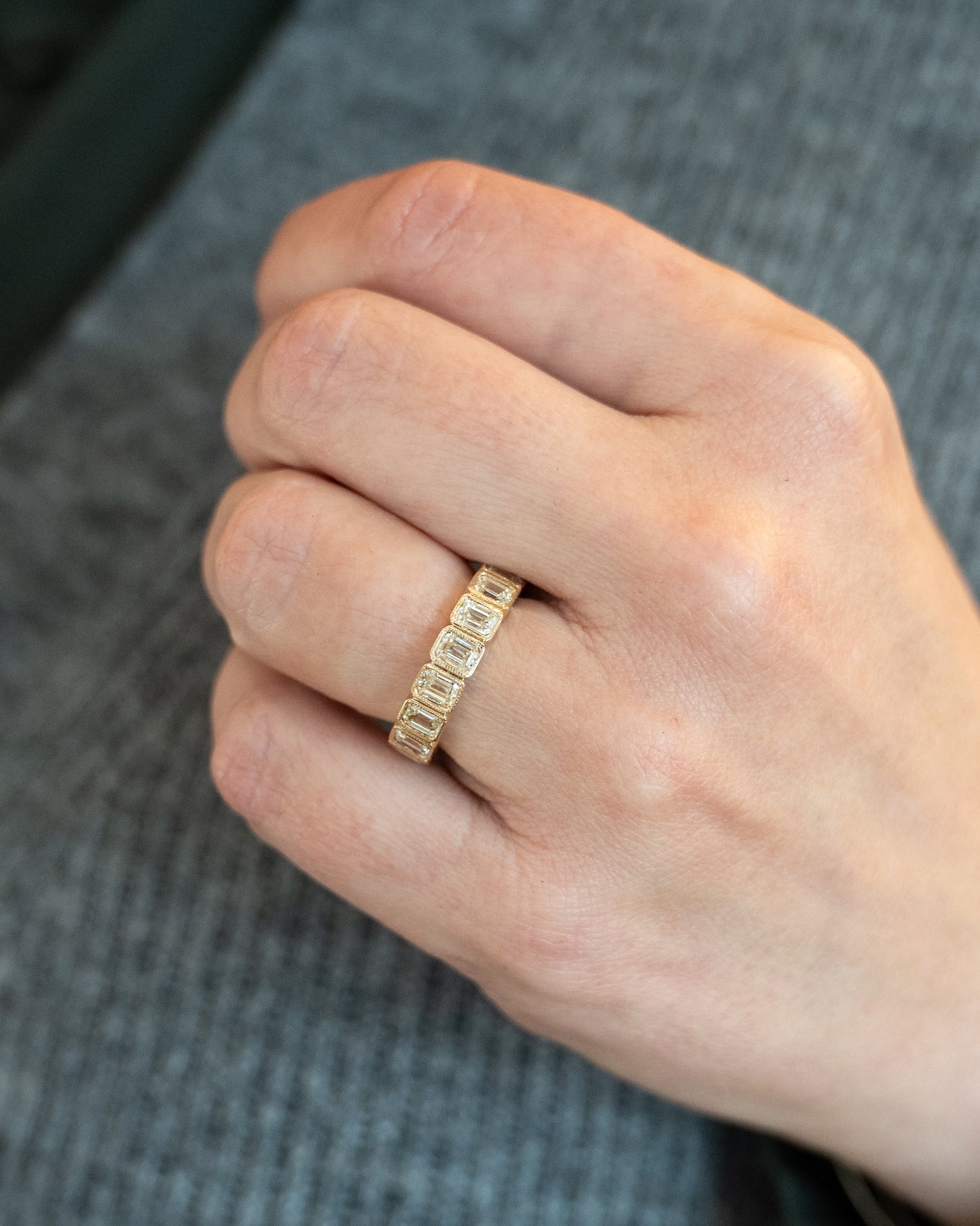 4 Carat Emerald Cut Diamond Band in 14k Yellow Gold