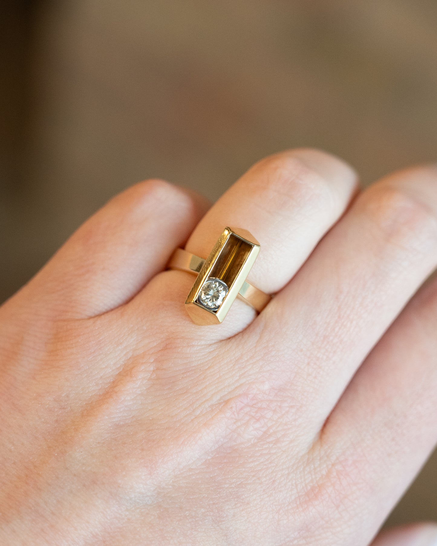 .50 Bezel Diamond Cocktail Ring in 18k Yellow Gold