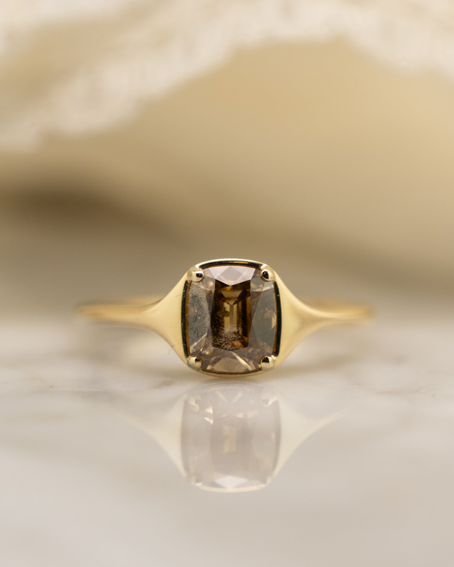 1.07 Fancy Brown Cushion Diamond Engagement Ring in 14k