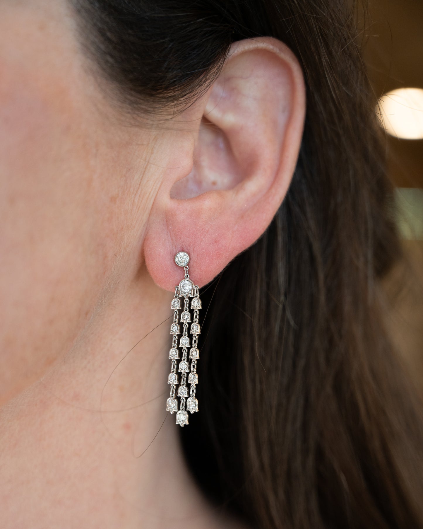 1.63 Diamond Chandelier Style Earrings in Platinum