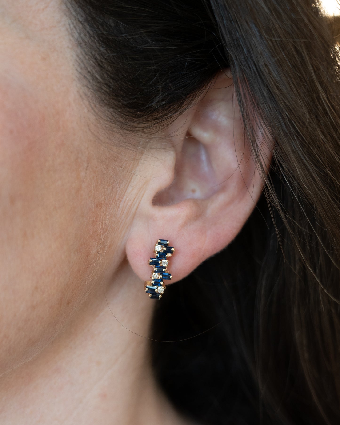 1.80 Sapphire & Diamond Stud Earrings in 14k Yellow Gold