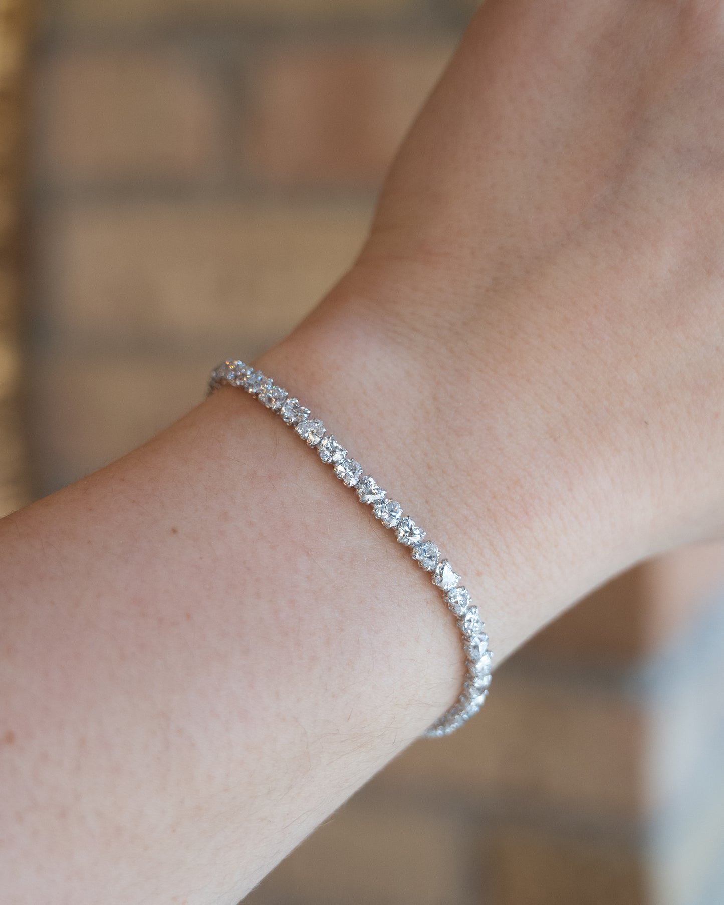 8.81 Heart Diamond Tennis Bracelet in 18k White Gold