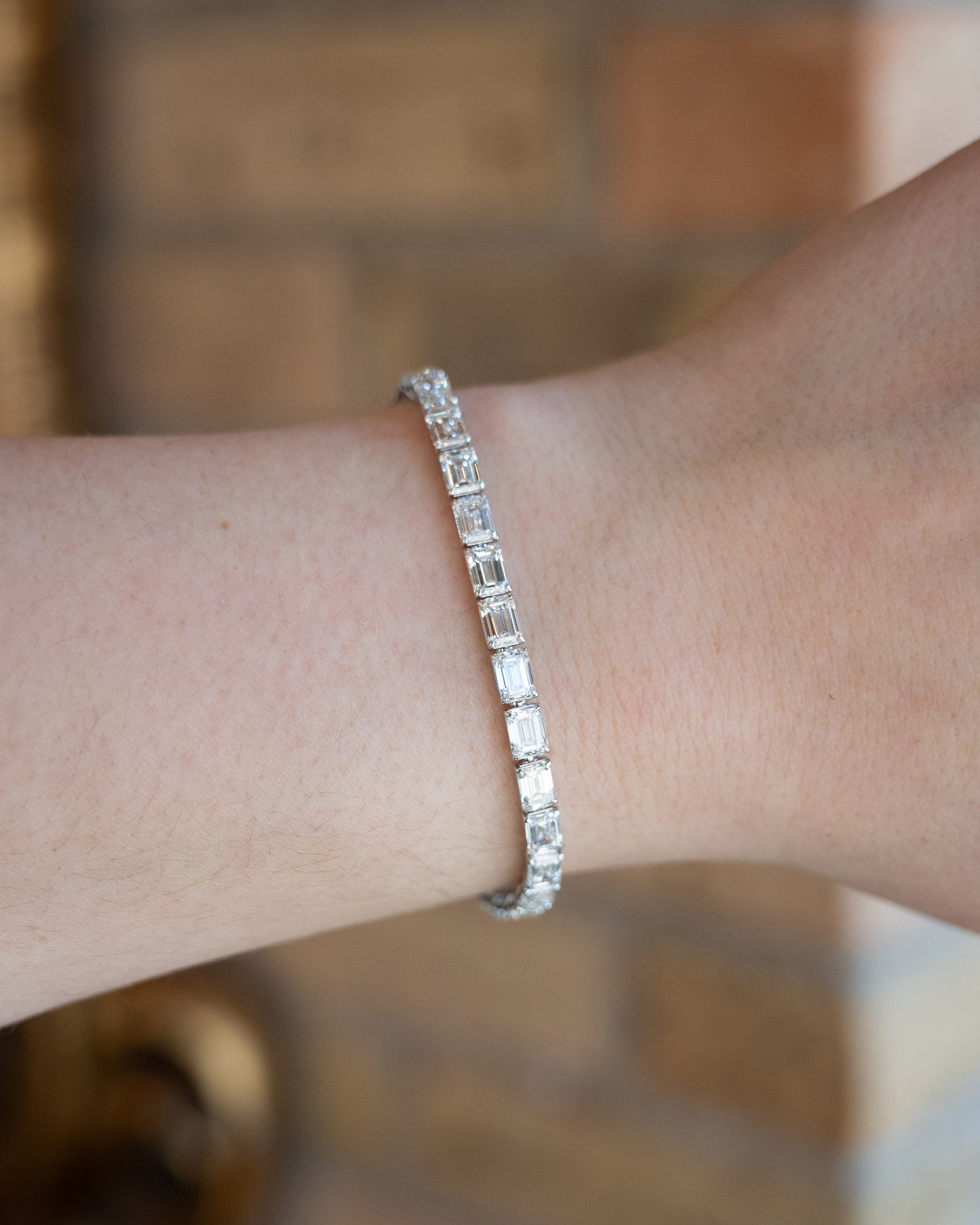 15.67 Emerald Cut Diamond Bracelet in 18k White Gold